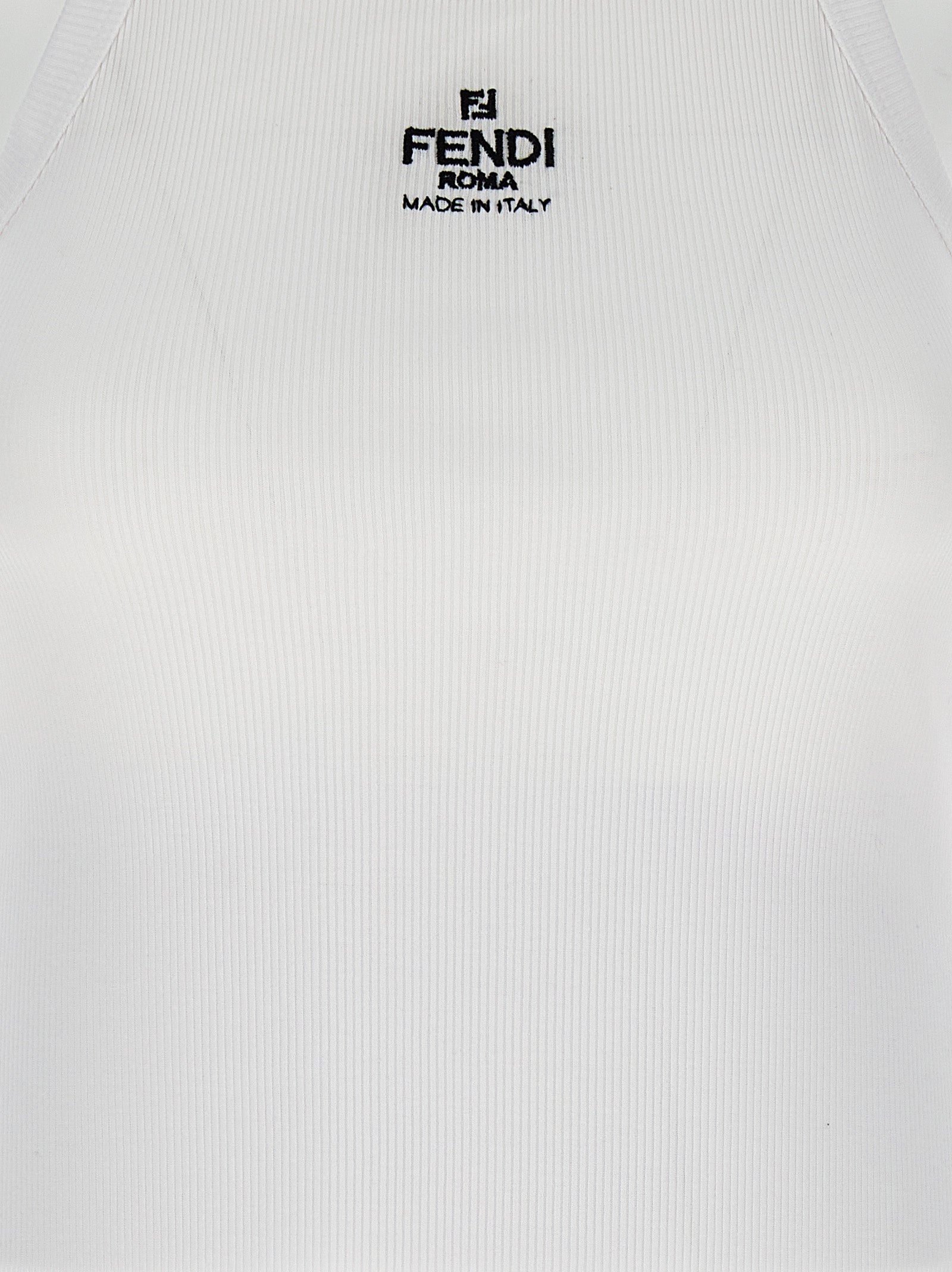 Fendi White Cotton Sleeveles Women's T-Shirt