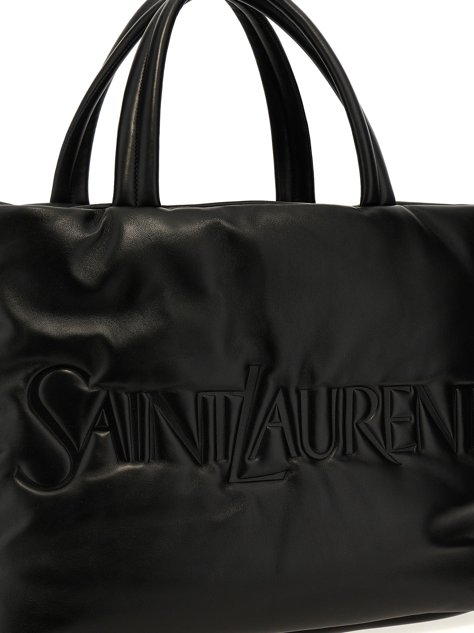 Saint Laurent Black Lamb Leather Tote  Bag