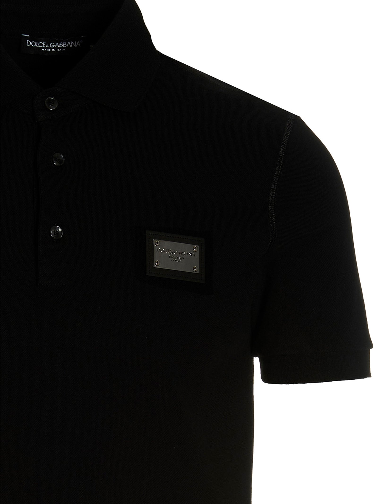 Dolce & Gabbana Black Cotton Polo Men's Shirt