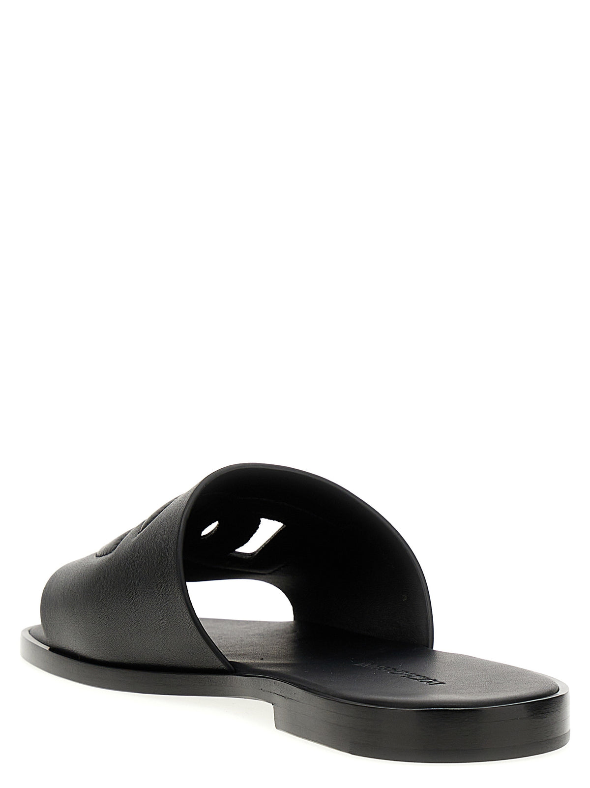 Dolce & Gabbana Black Leather Men's Slides
