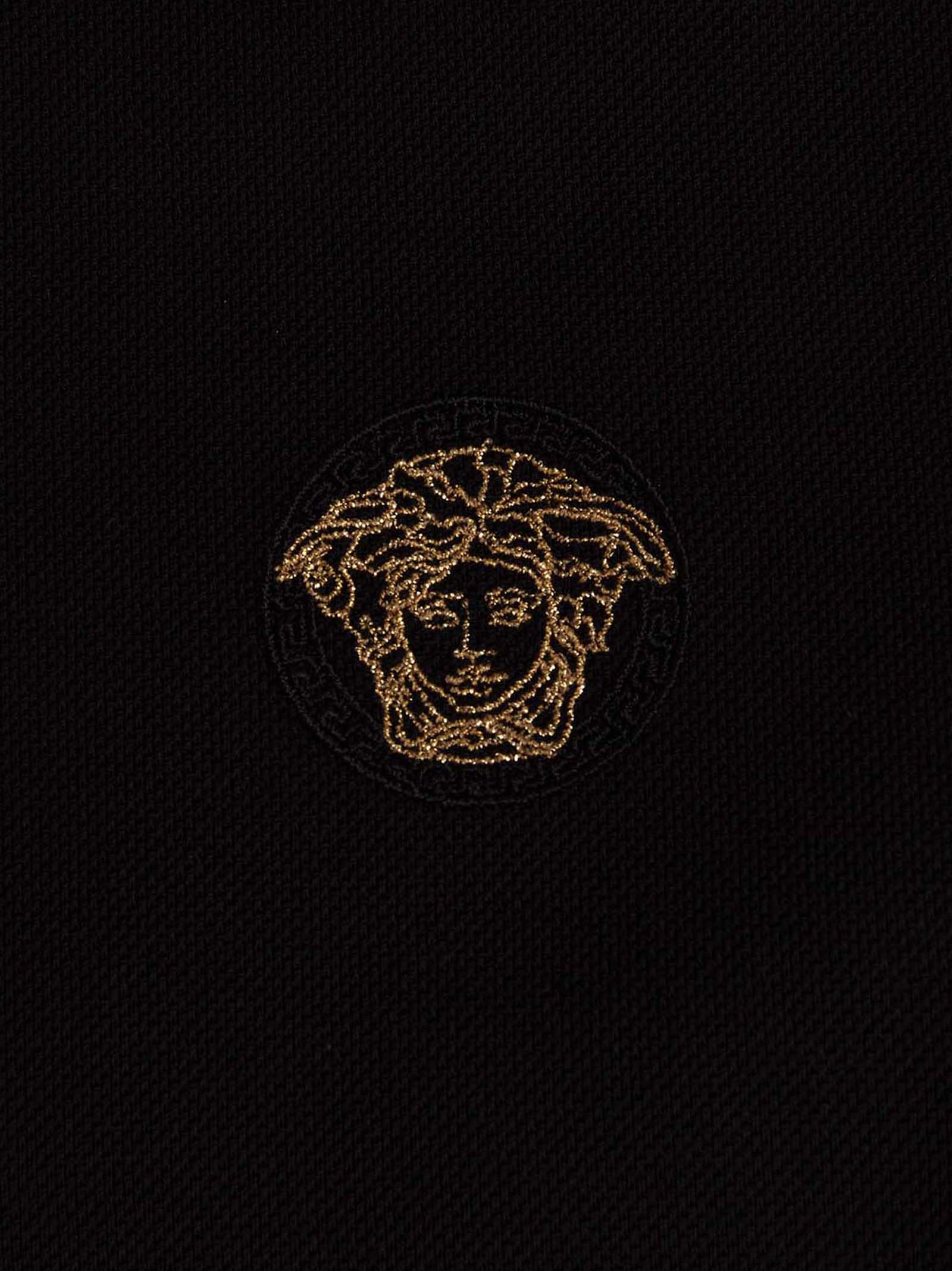 Versace Black Cotton Polo Men's Shirt