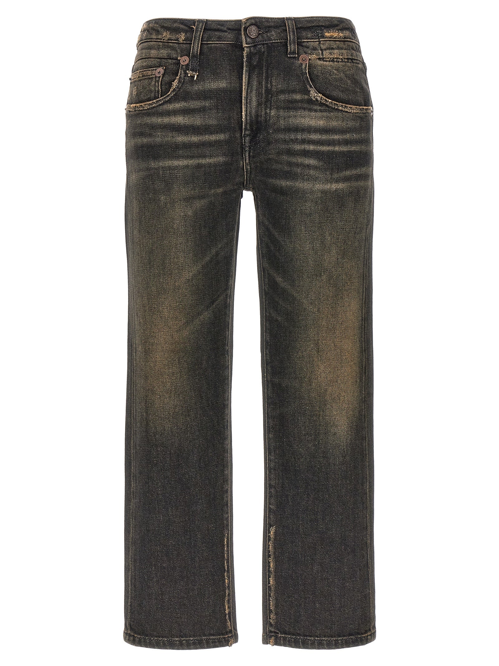 R13 Black Cotton Boyfriend Women's Jeans