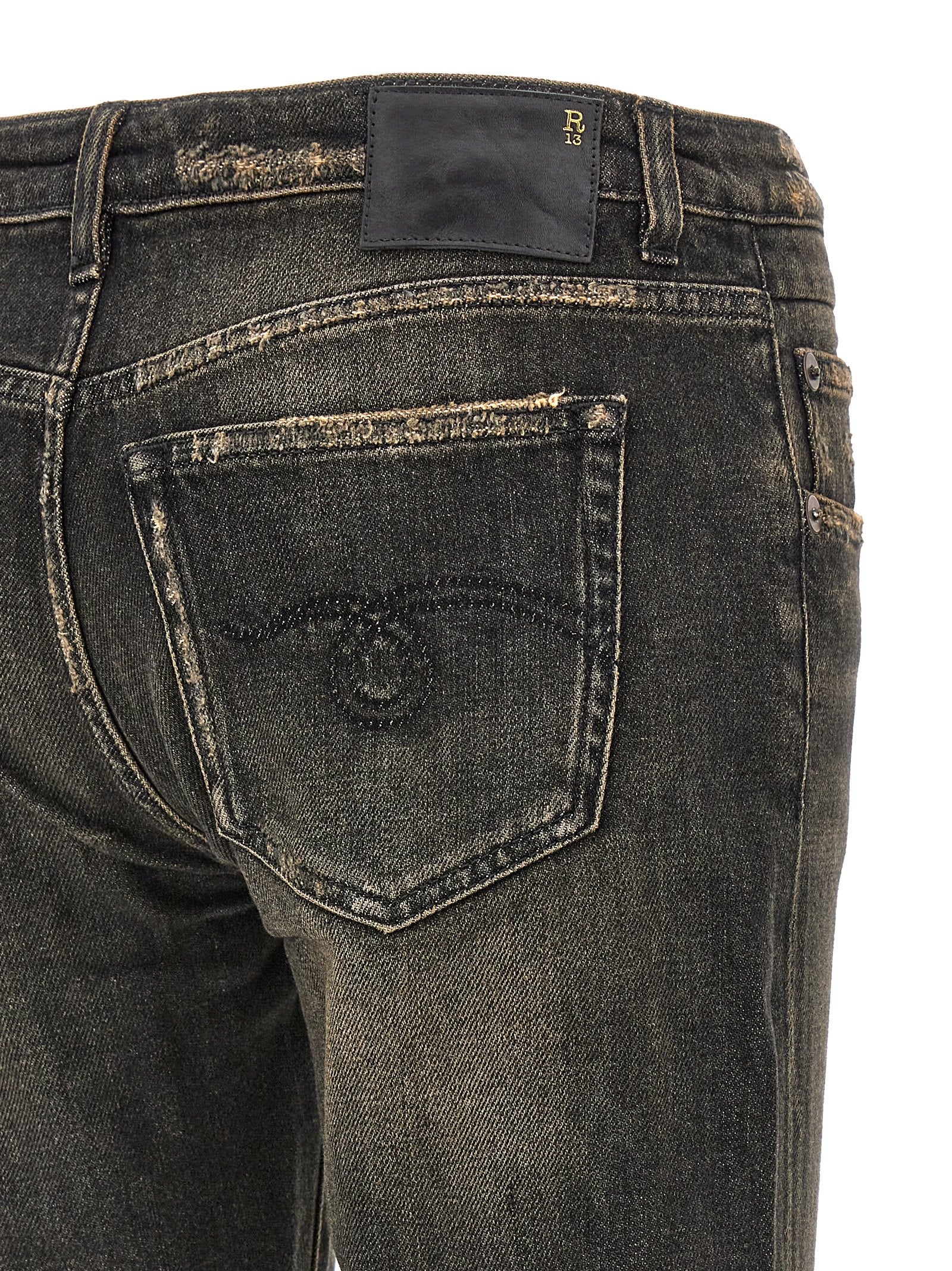 R13 Black Cotton Boyfriend Women's Jeans