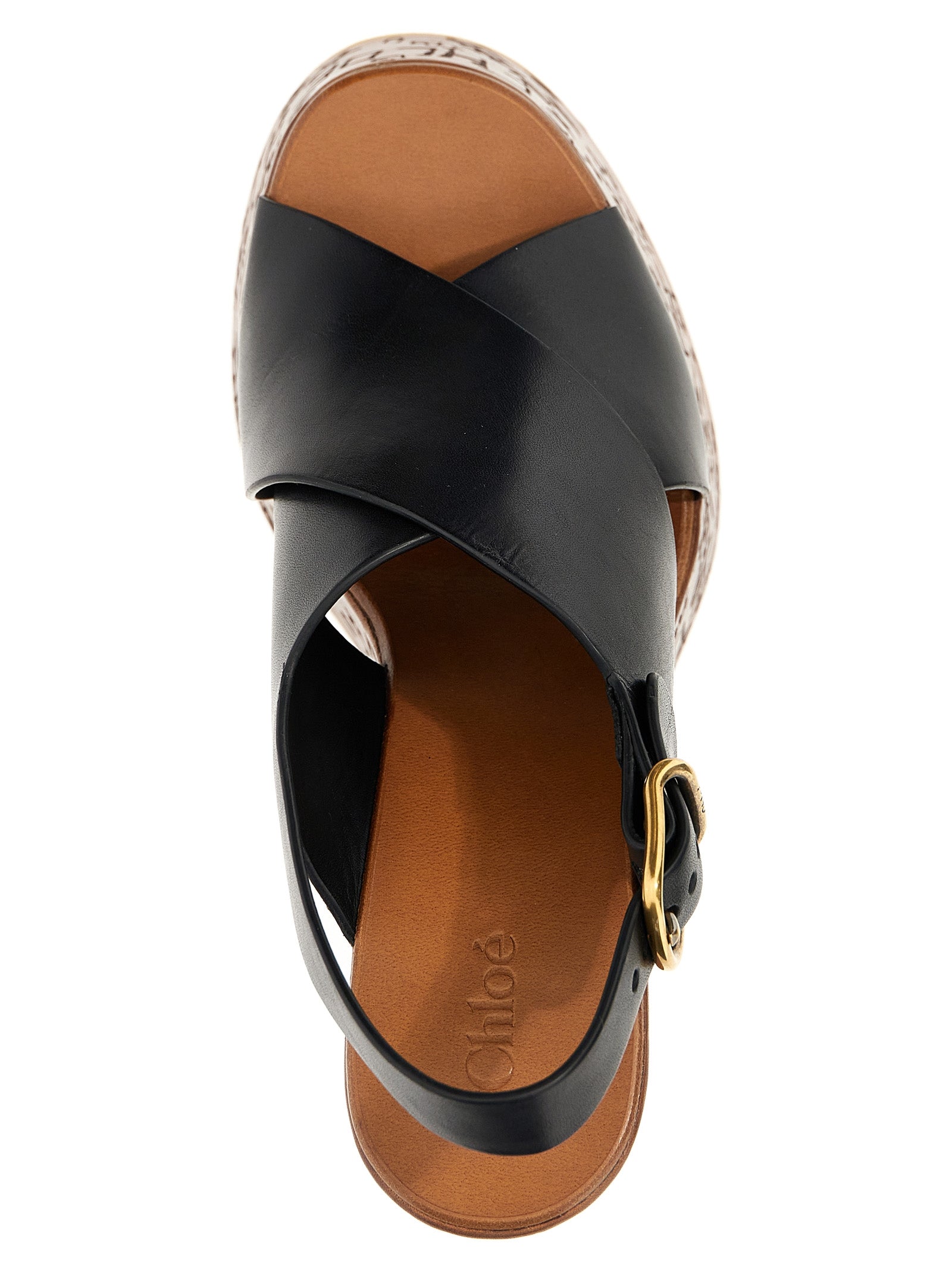 Chloé Black Calfskin Wedge Women's Sandals