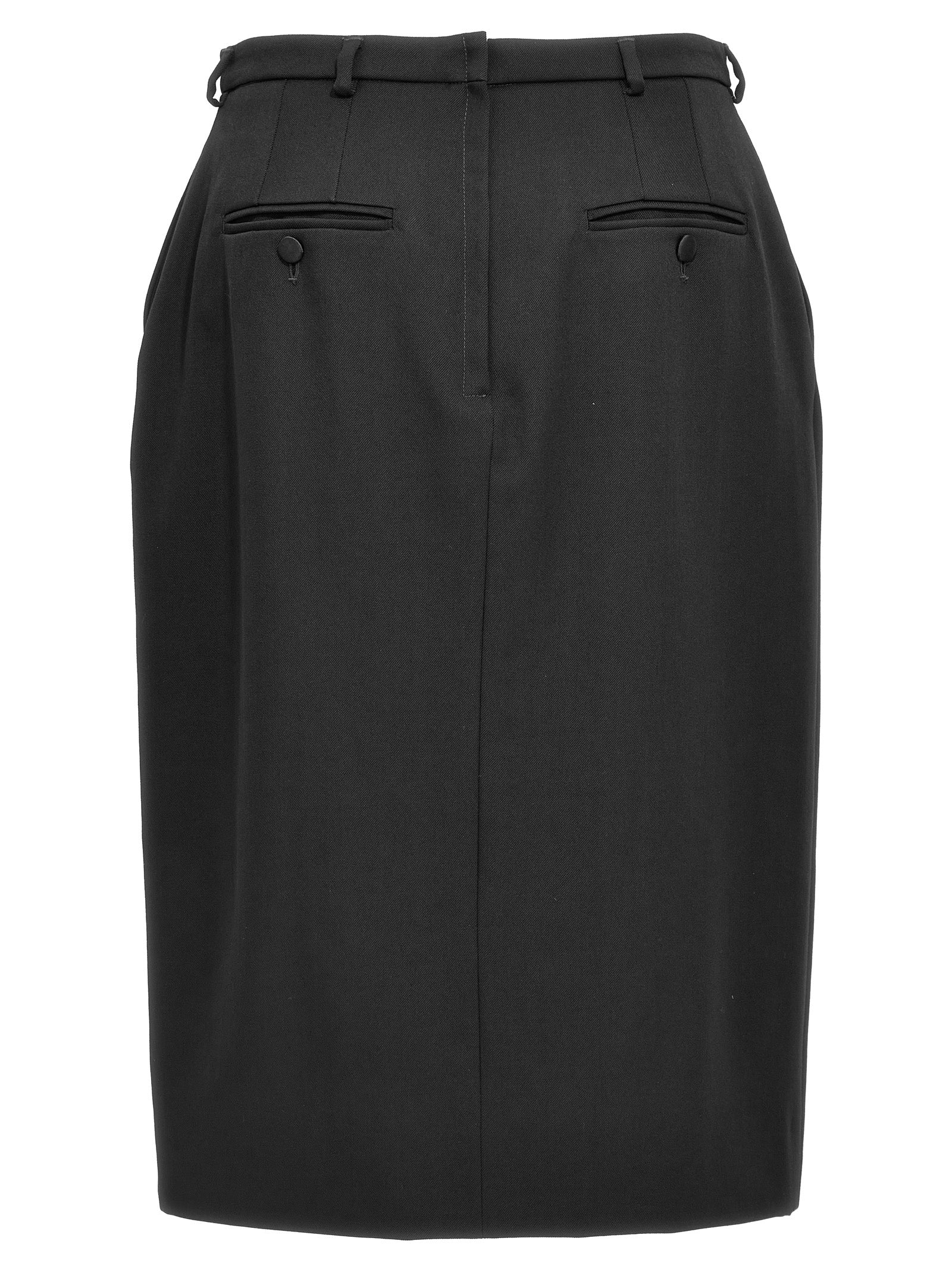 Dolce & Gabbana Black Virgin Wool Midi Women's Skirt