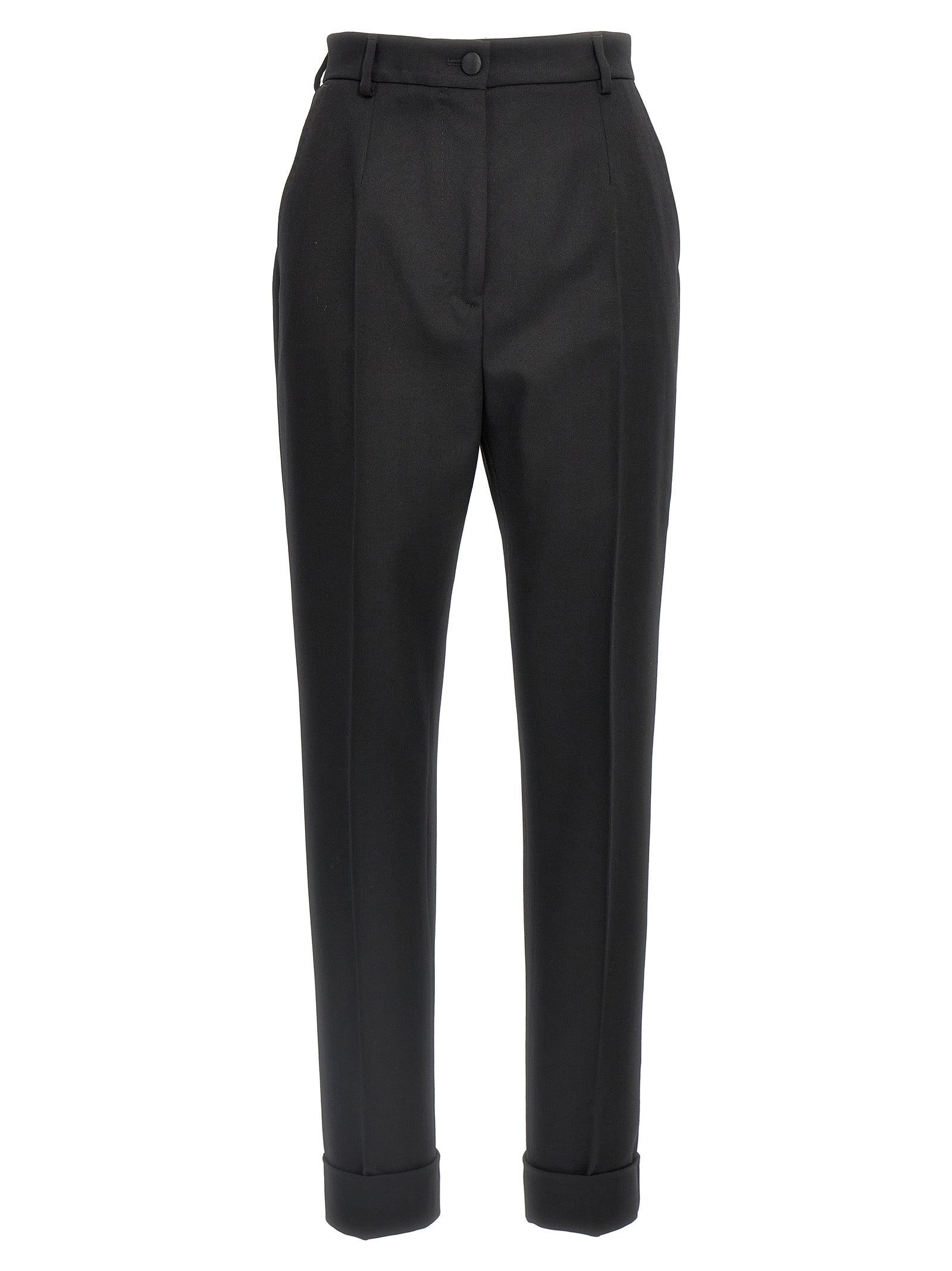 Dolce & Gabbana Black Virgin Wool Dress Women's Pants