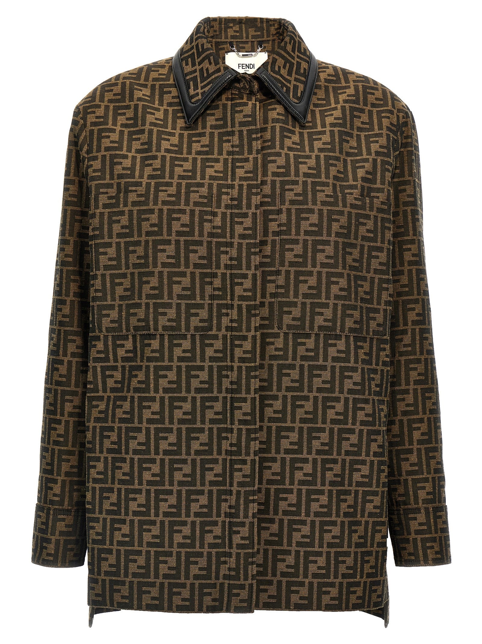 Fendi Brown Polyester Leather Women's Jacket