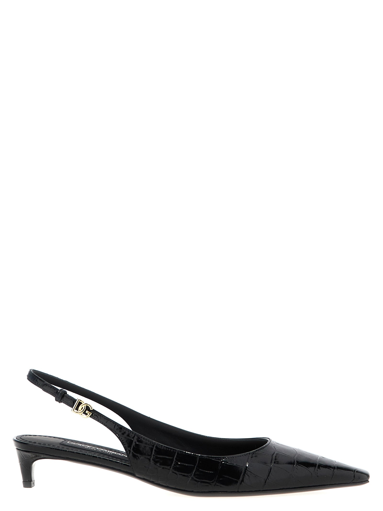 Dolce & Gabbana Black Calfskin Mid Heel Women's Pumps