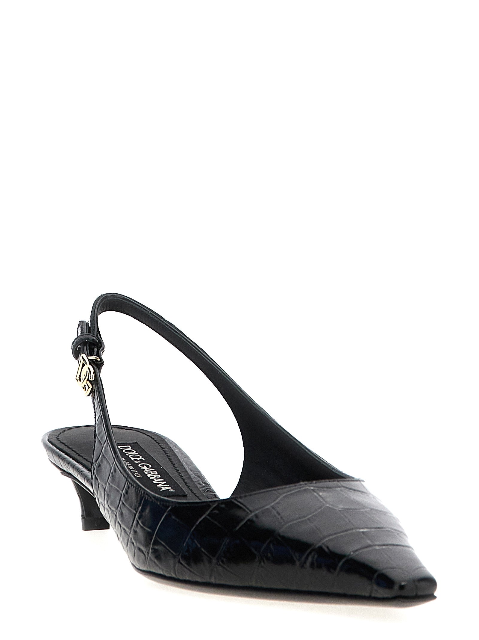 Dolce & Gabbana Black Calfskin Mid Heel Women's Pumps