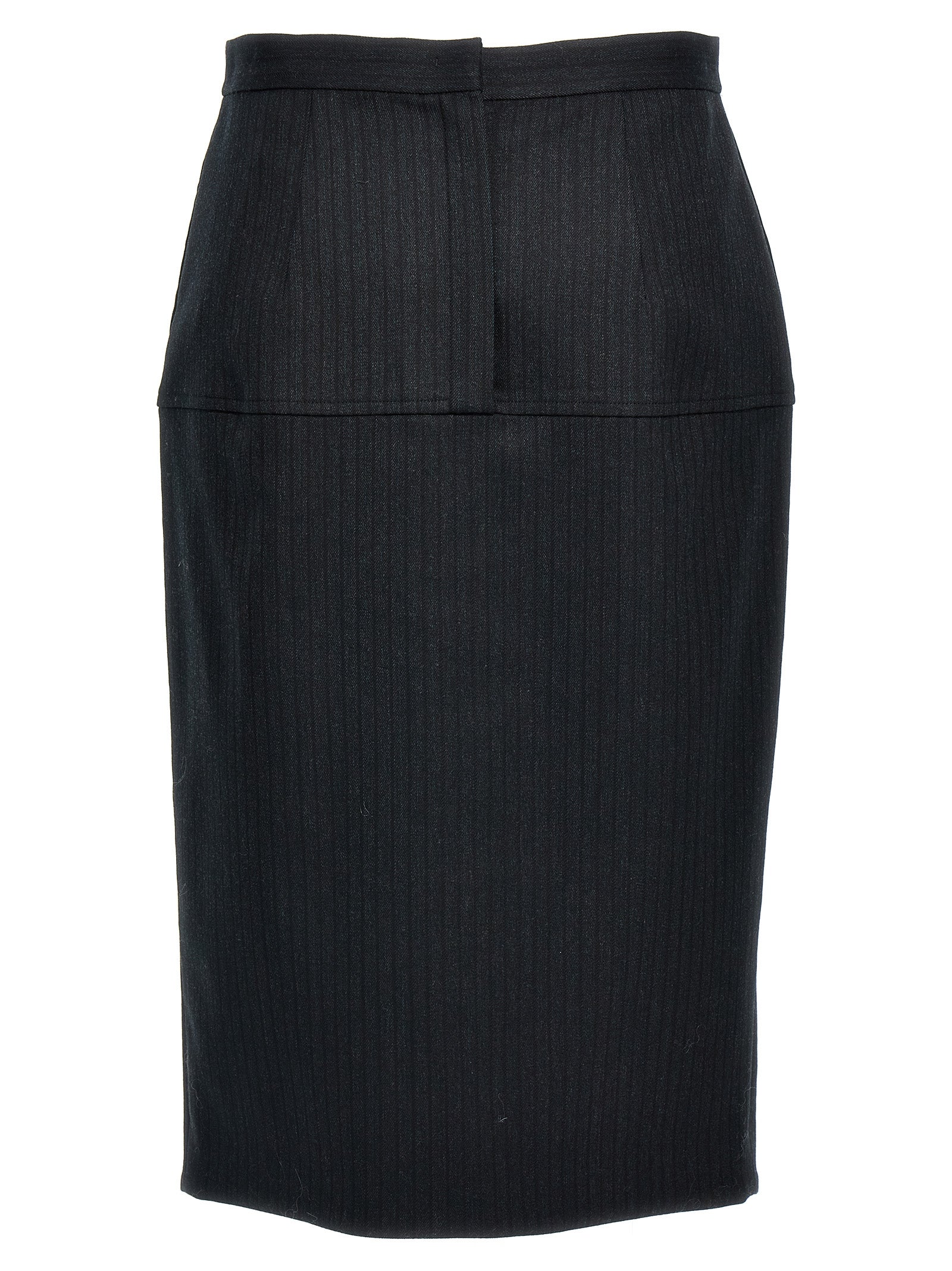 Fendi Gray Virgin Wool Midi Women's Skirt