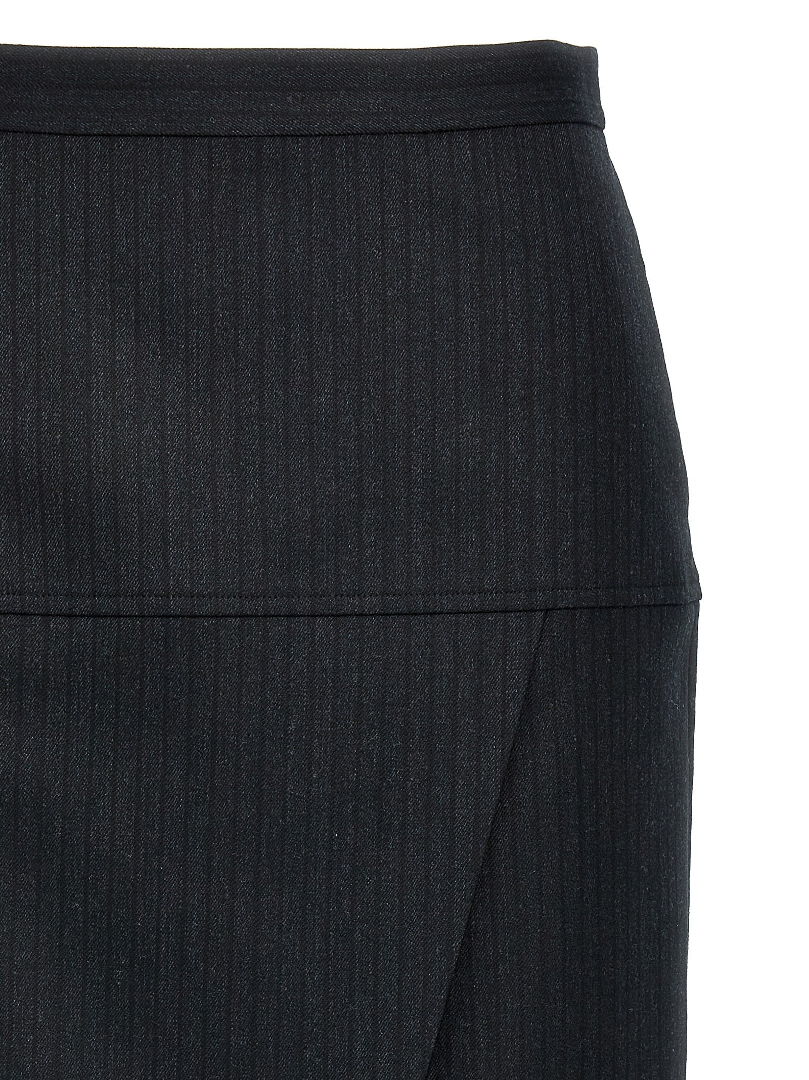 Fendi Gray Virgin Wool Midi Women's Skirt