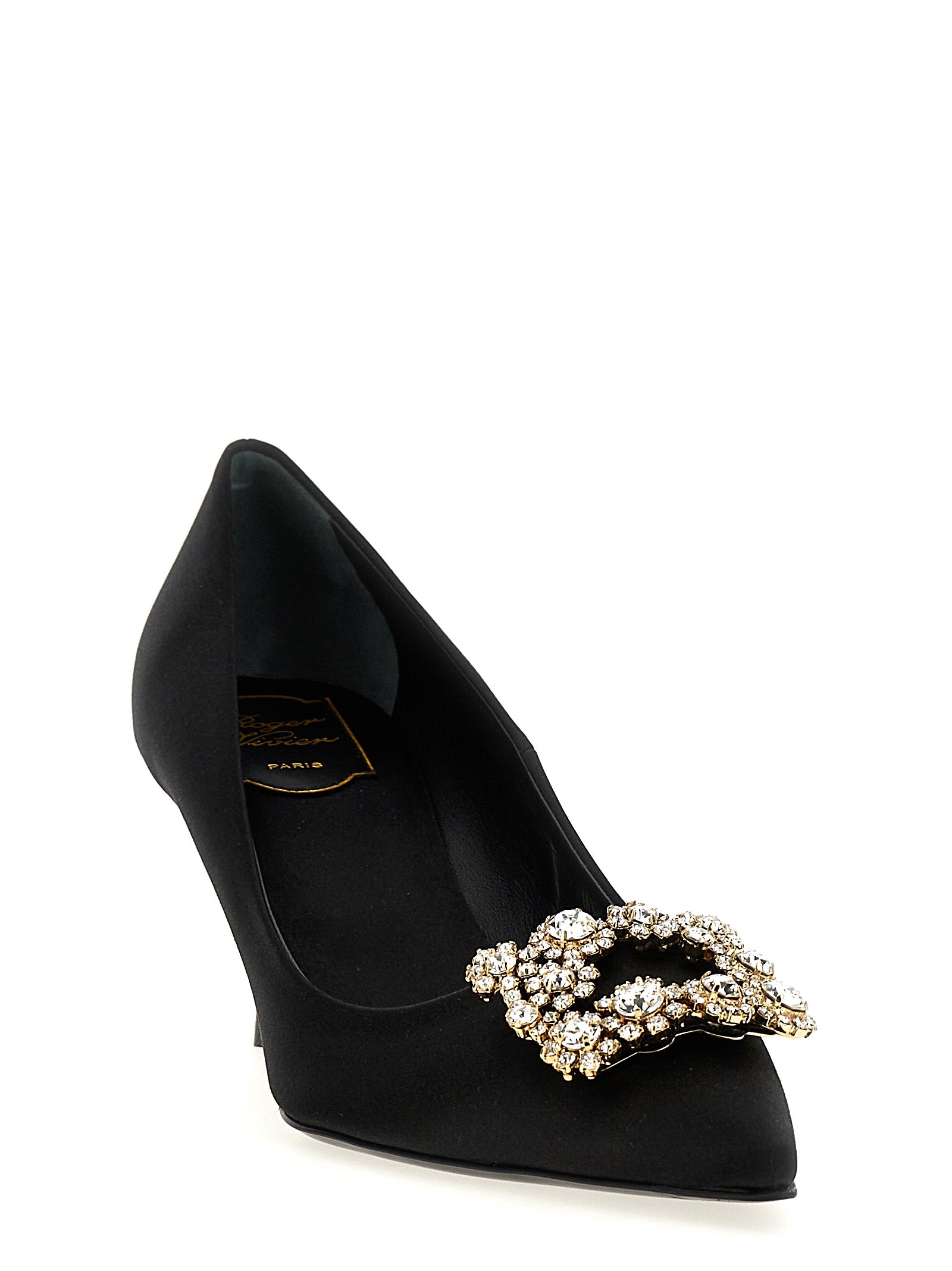 Roger Vivier Black Viscose Mid Heel Women's Pumps