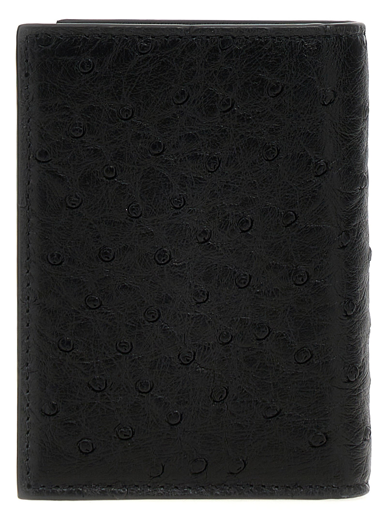 Valentino Garavani Black Ostrich Skin Men's Cardholder