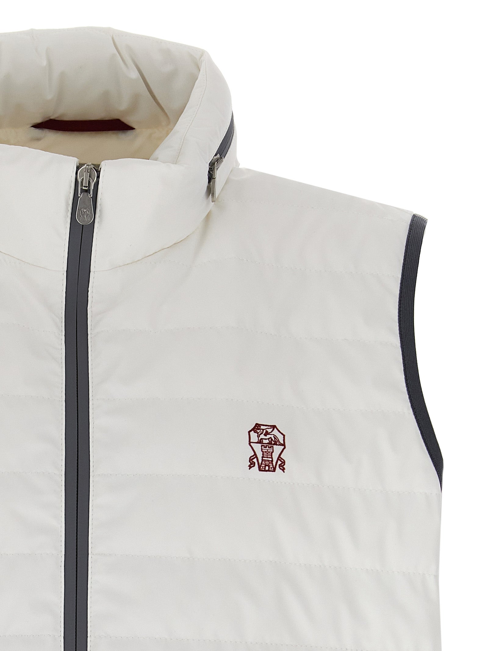Brunello Cucinelli White Polyamide Sleeveless Men's Jacket