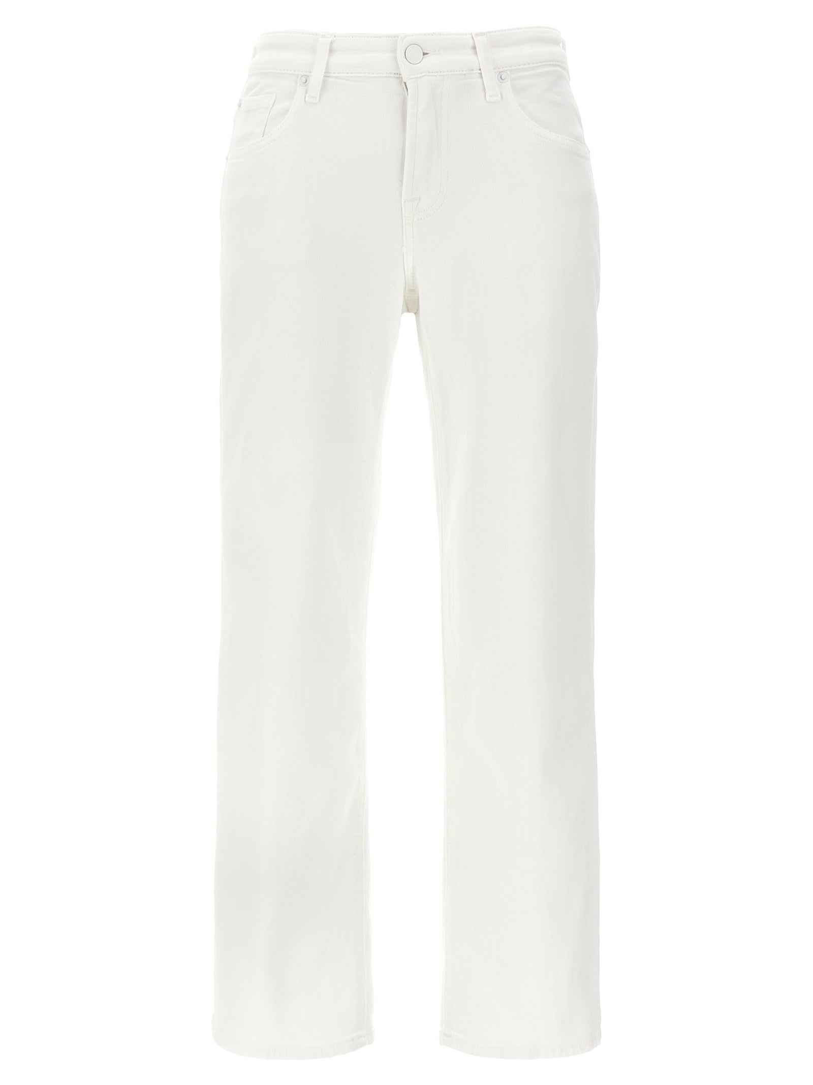 7 For All Mankind White Cotton High-Waisted Women's Jean