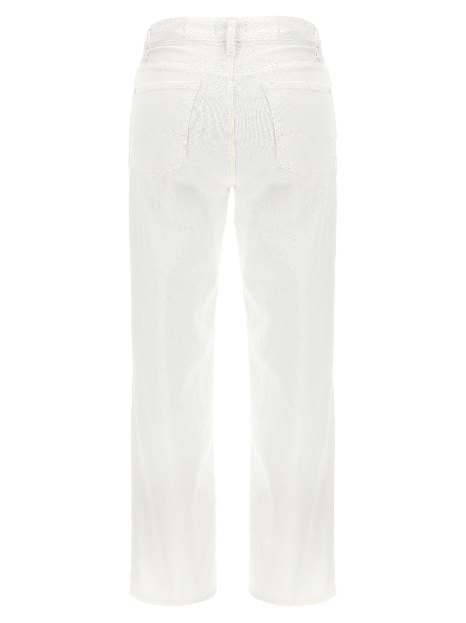 7 For All Mankind White Cotton High-Waisted Women's Jean