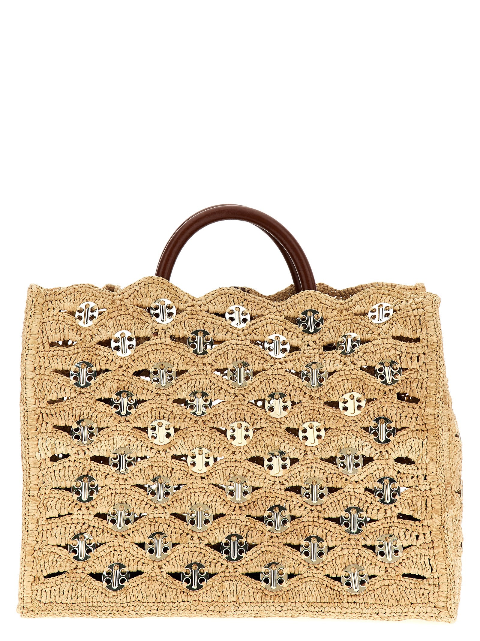 Paco Rabanne Beige Raffia Women's Handbag