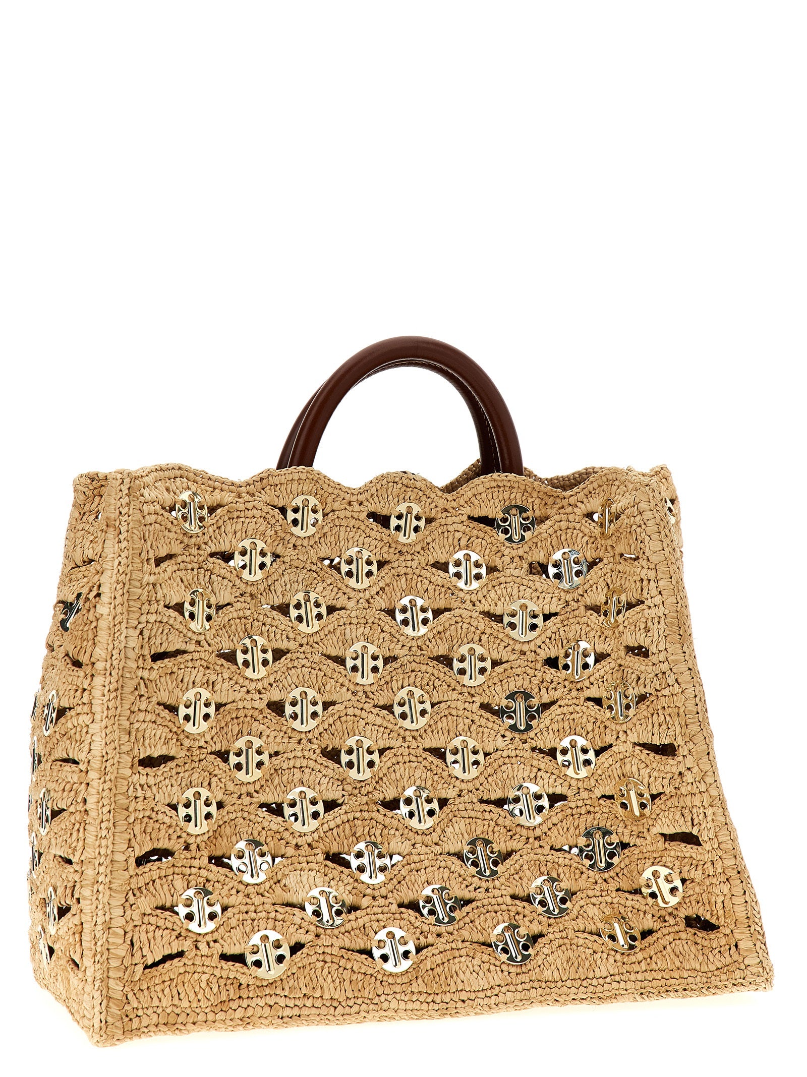 Paco Rabanne Beige Raffia Women's Handbag