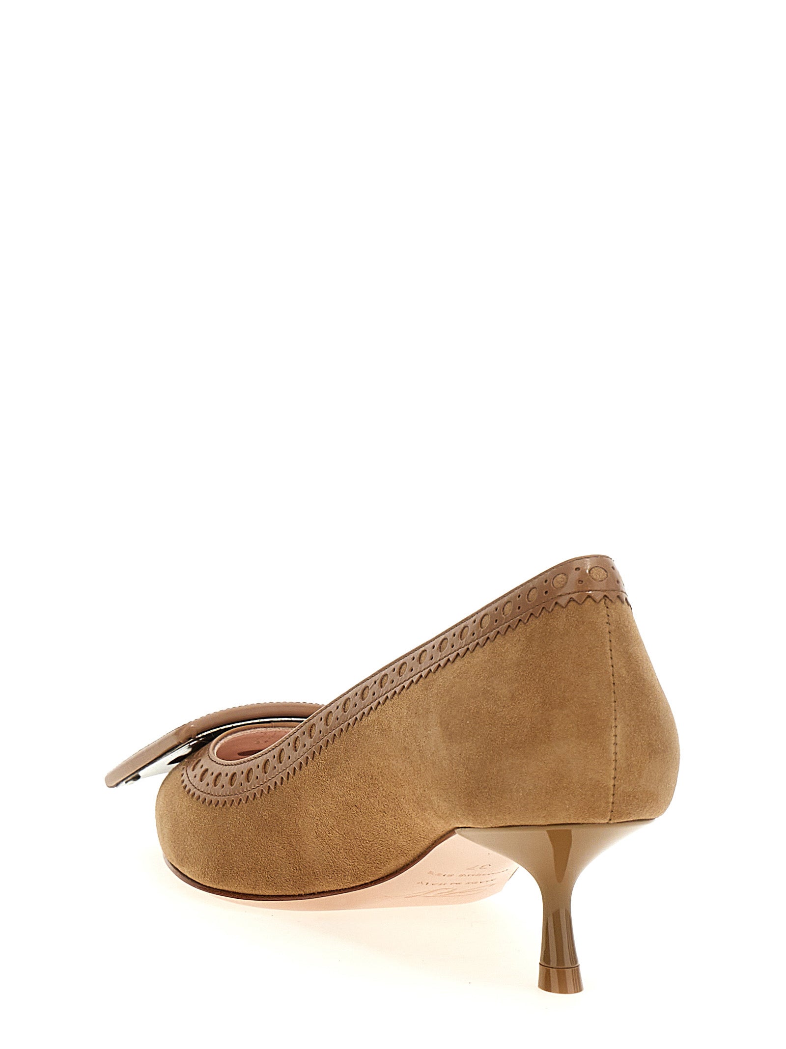 Roger Vivier Beige Goatskin Mid Heel Women's Pumps