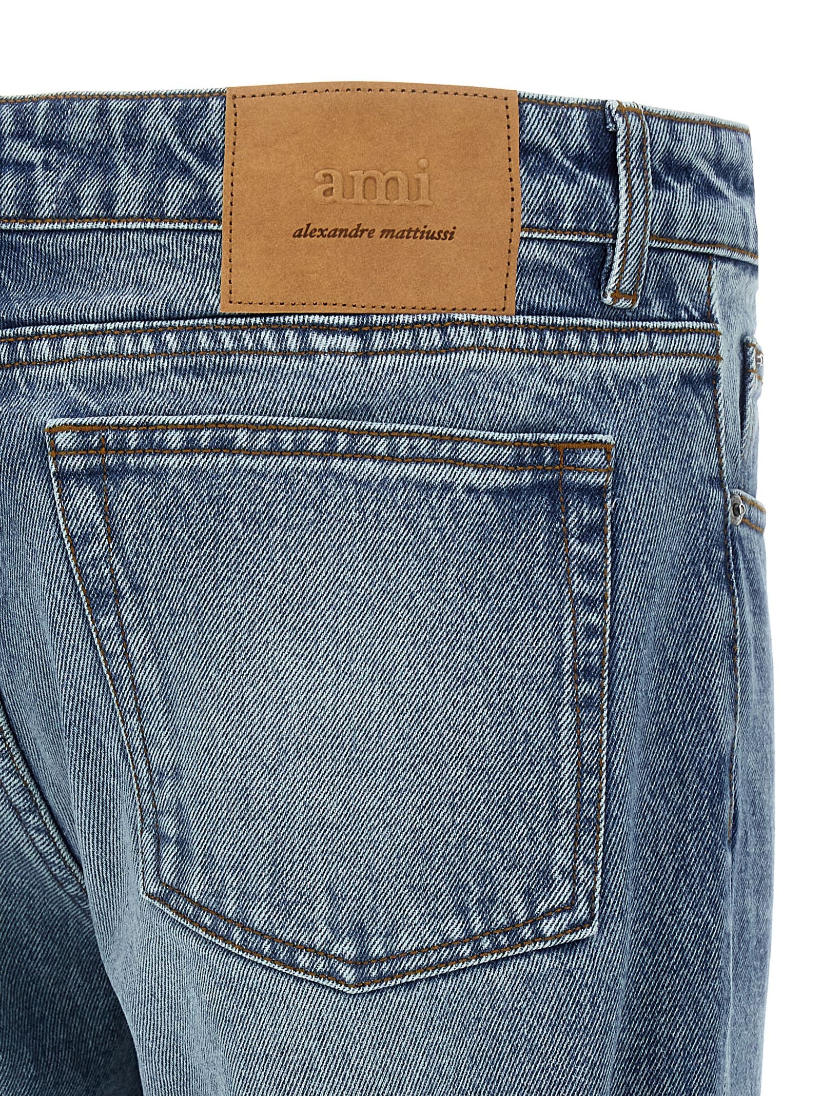 Ami Paris Blue Cotton Straight-Leg Men's Jeans