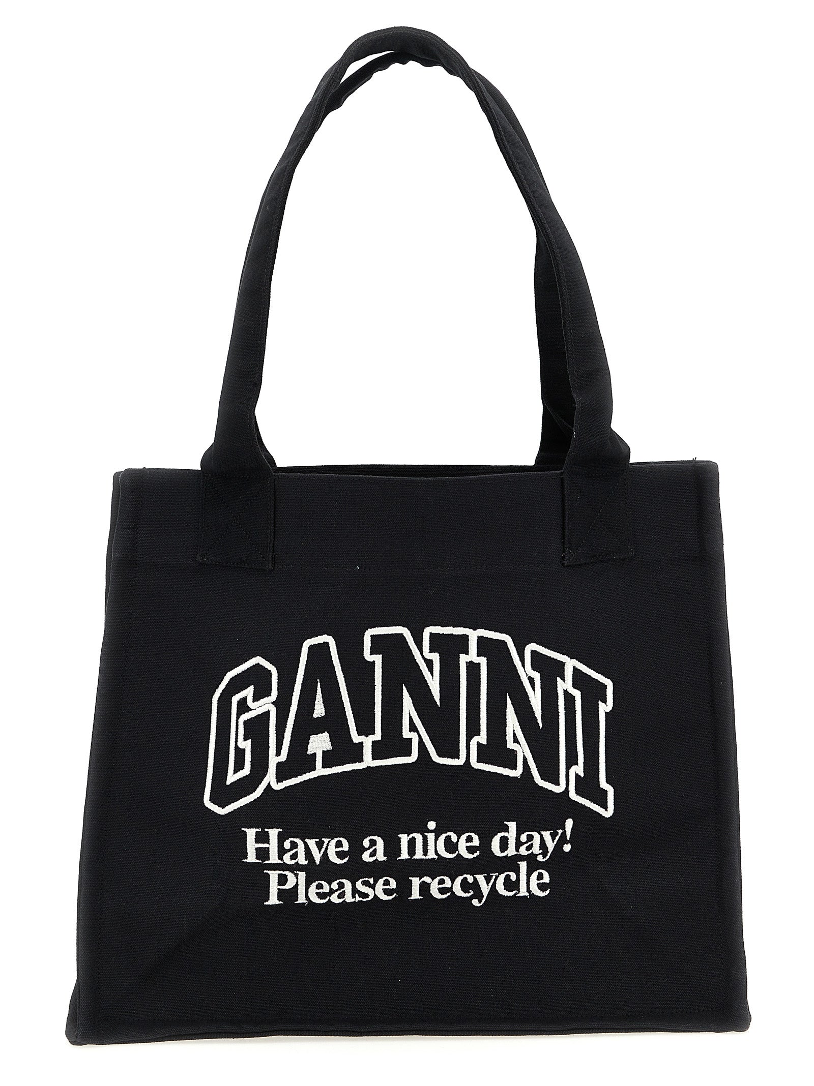 Ganni Bicolor Recycled Cotton Tote Women's Bag