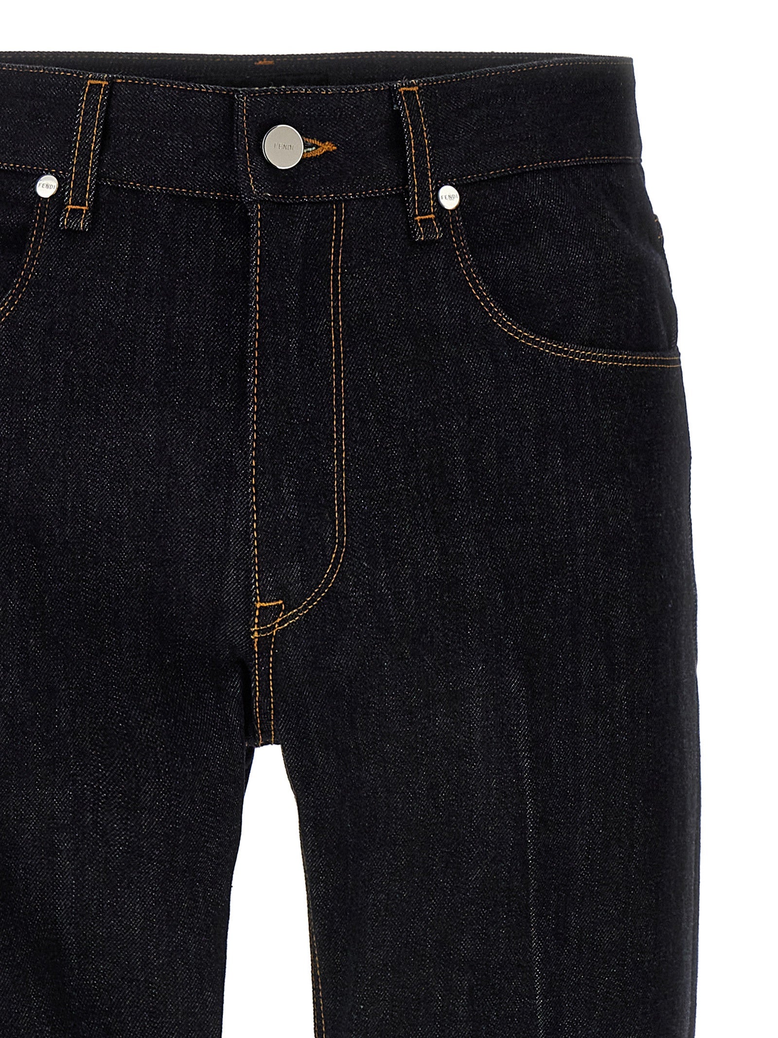 Fendi Blue Cotton Straight-Leg Men's Jeans