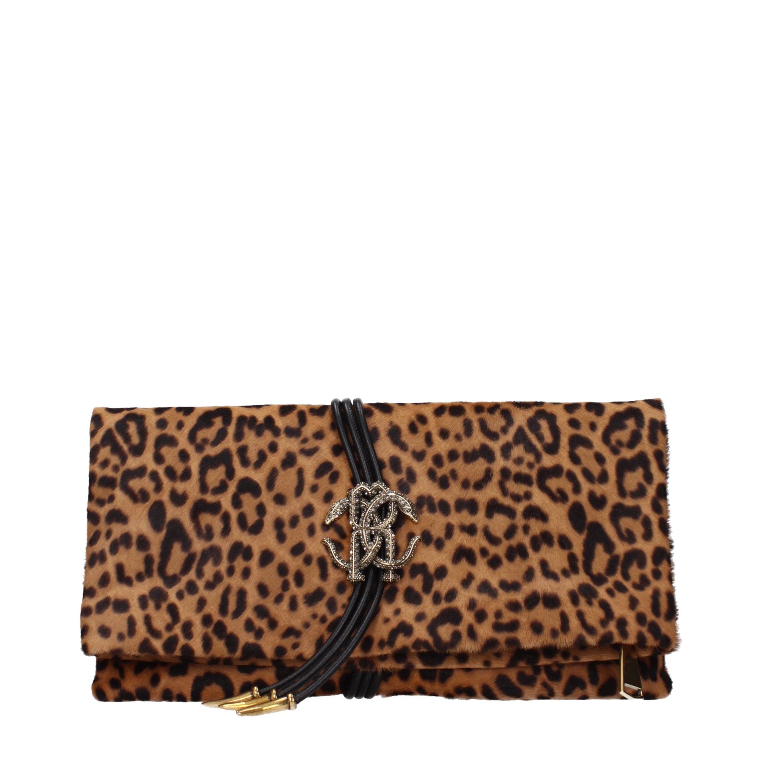 Roberto Cavalli Brown Horsehair Clutch Women's Bag