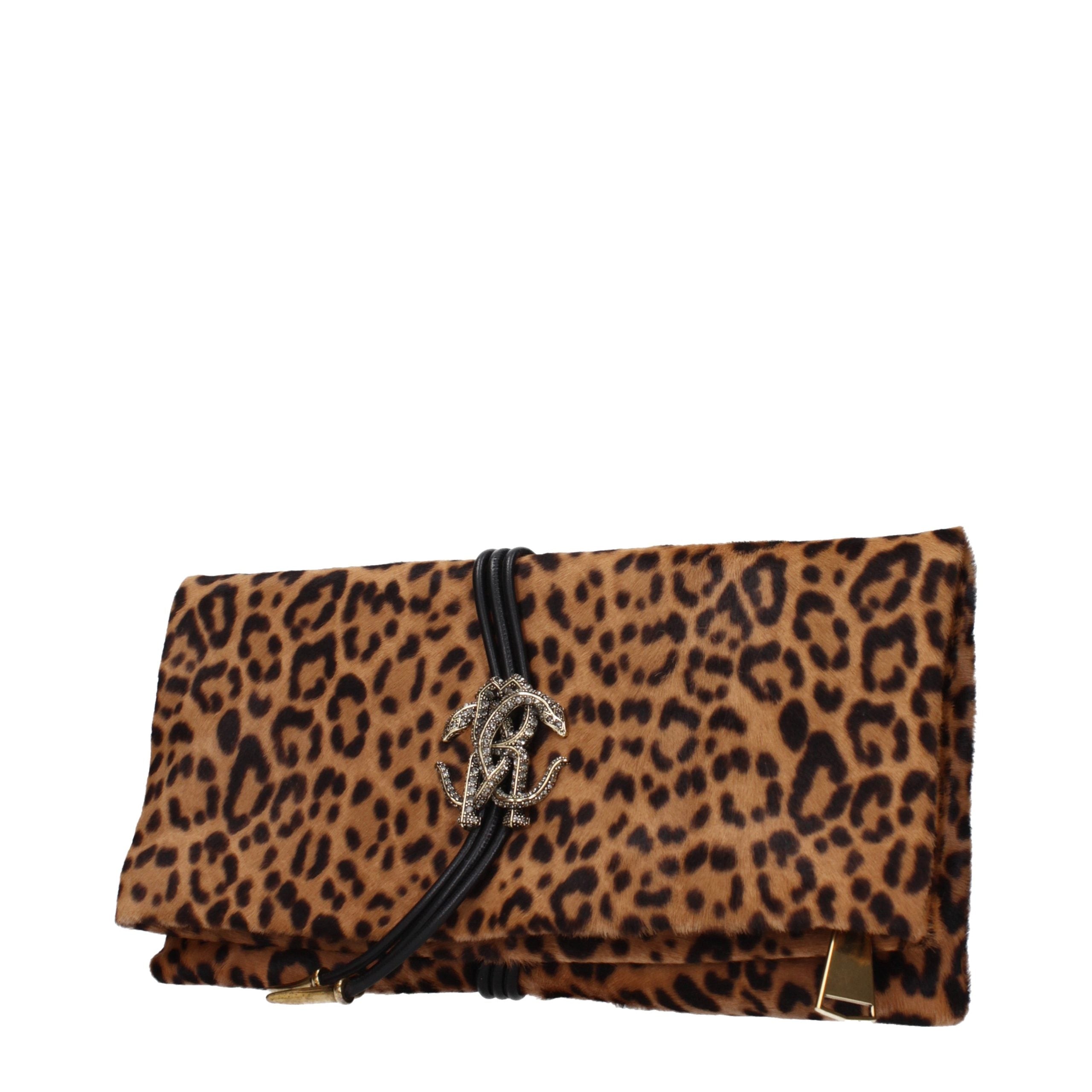 Roberto Cavalli Brown Horsehair Clutch Women's Bag