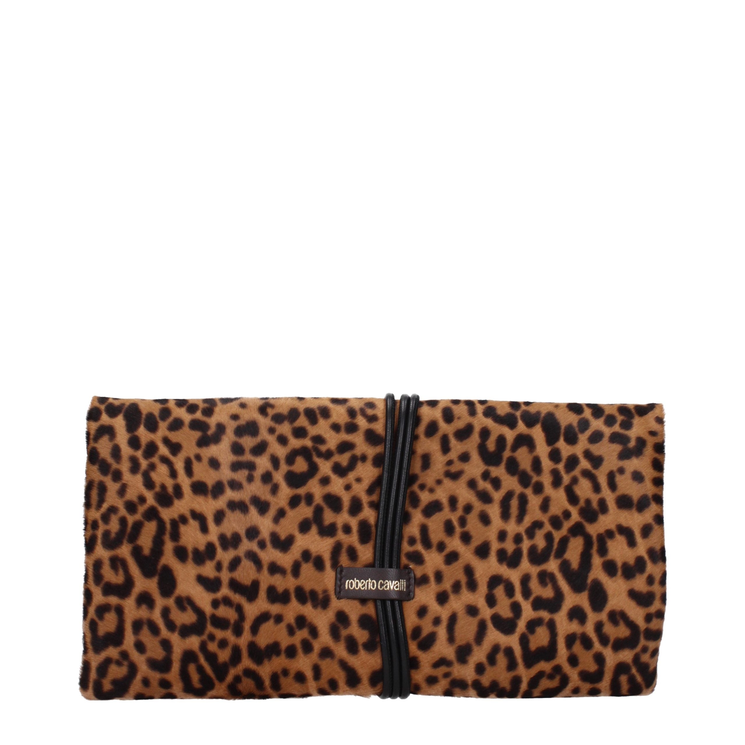 Roberto Cavalli Brown Horsehair Clutch Women's Bag