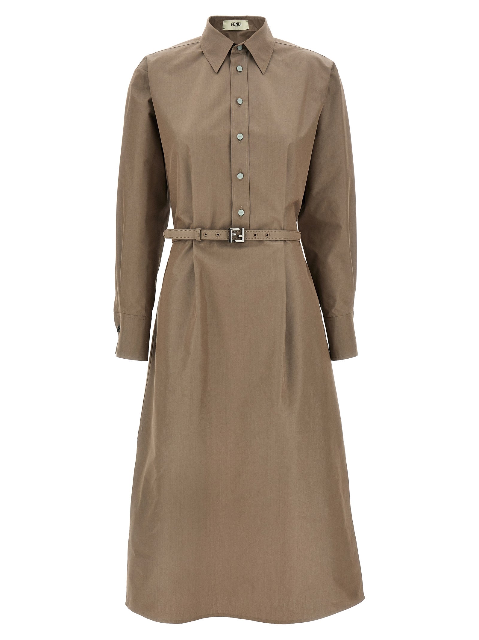 Fendi Gray Cotton Midi Women's Dress