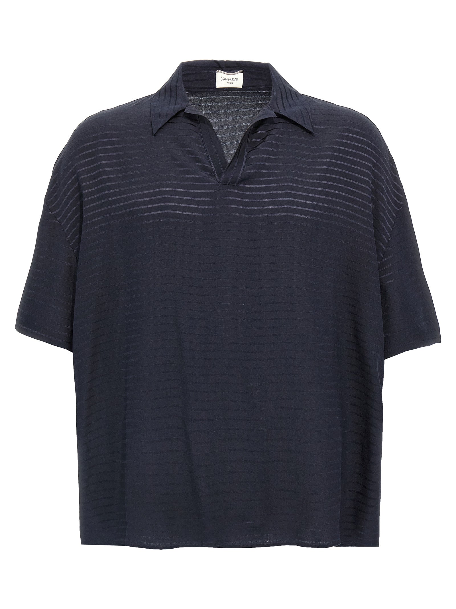 Saint Laurent Blue Silk Polo Men's Shirt