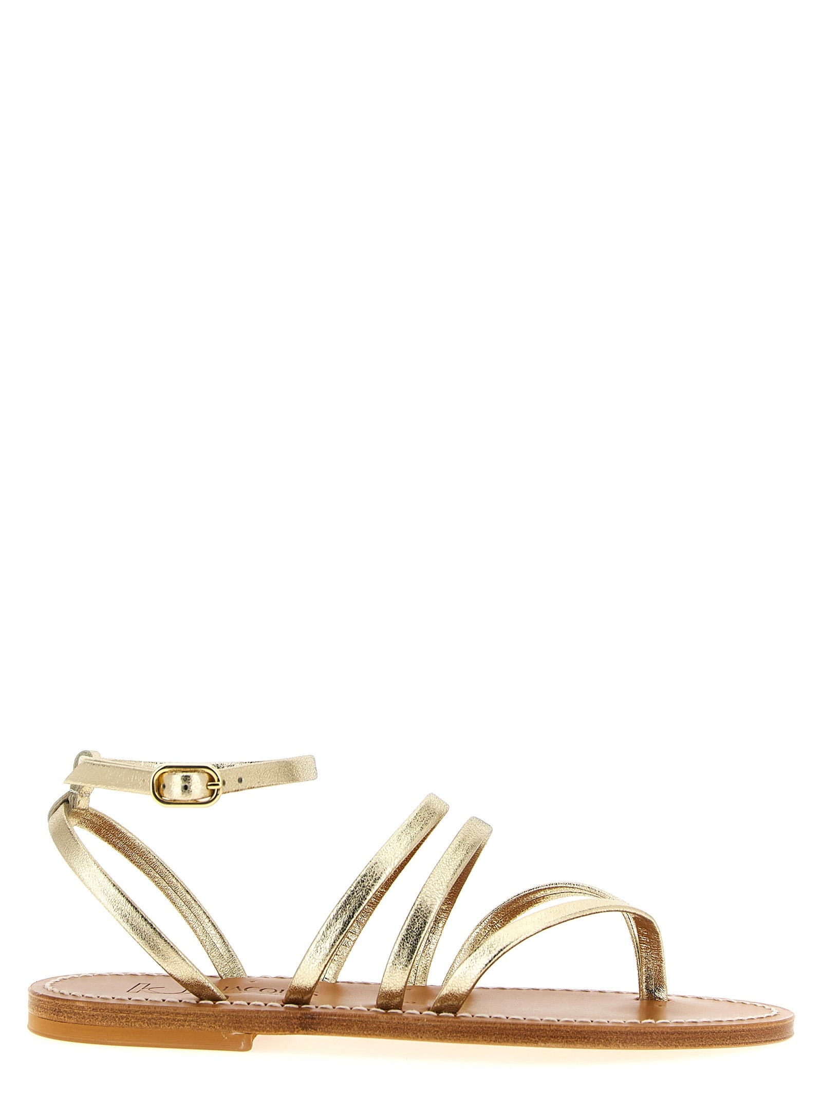 K.JACQUES SAINT TROPEZ Gold Cowhide Flat Women's Sandals