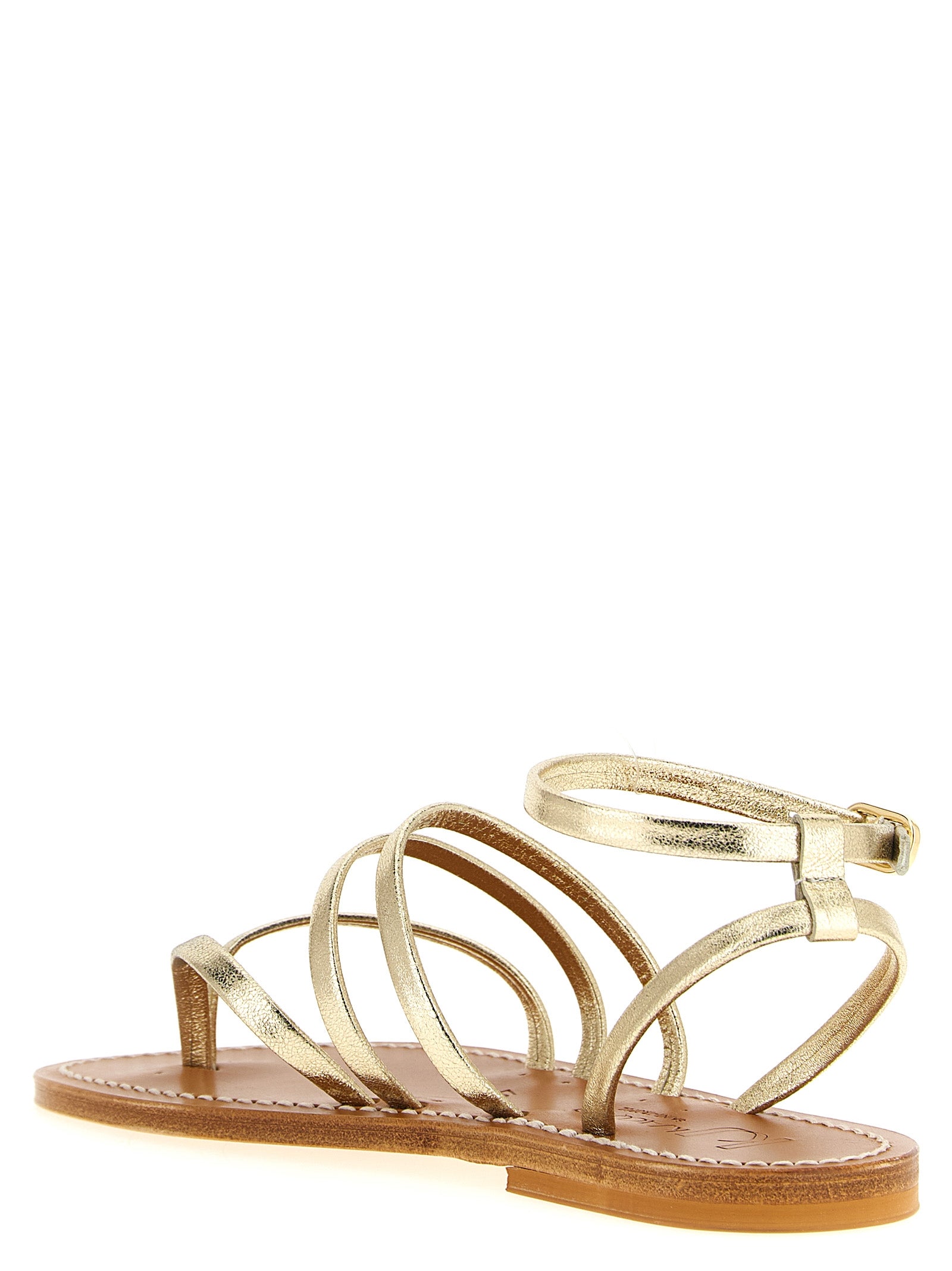 K.JACQUES SAINT TROPEZ Gold Cowhide Flat Women's Sandals