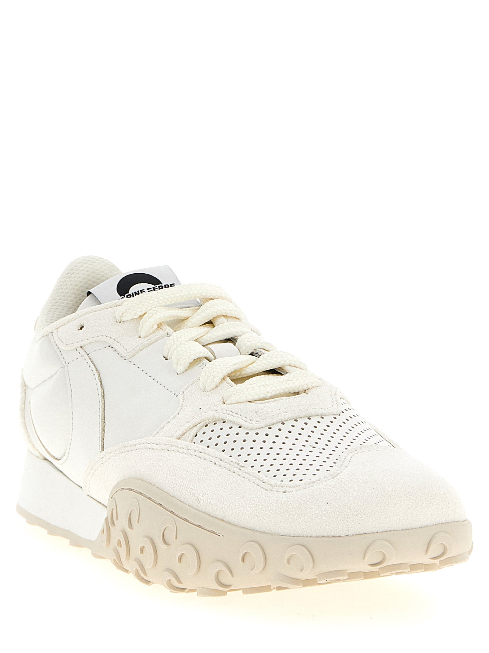 Marine Serre White Calfskin Athletic Women's Sneakers