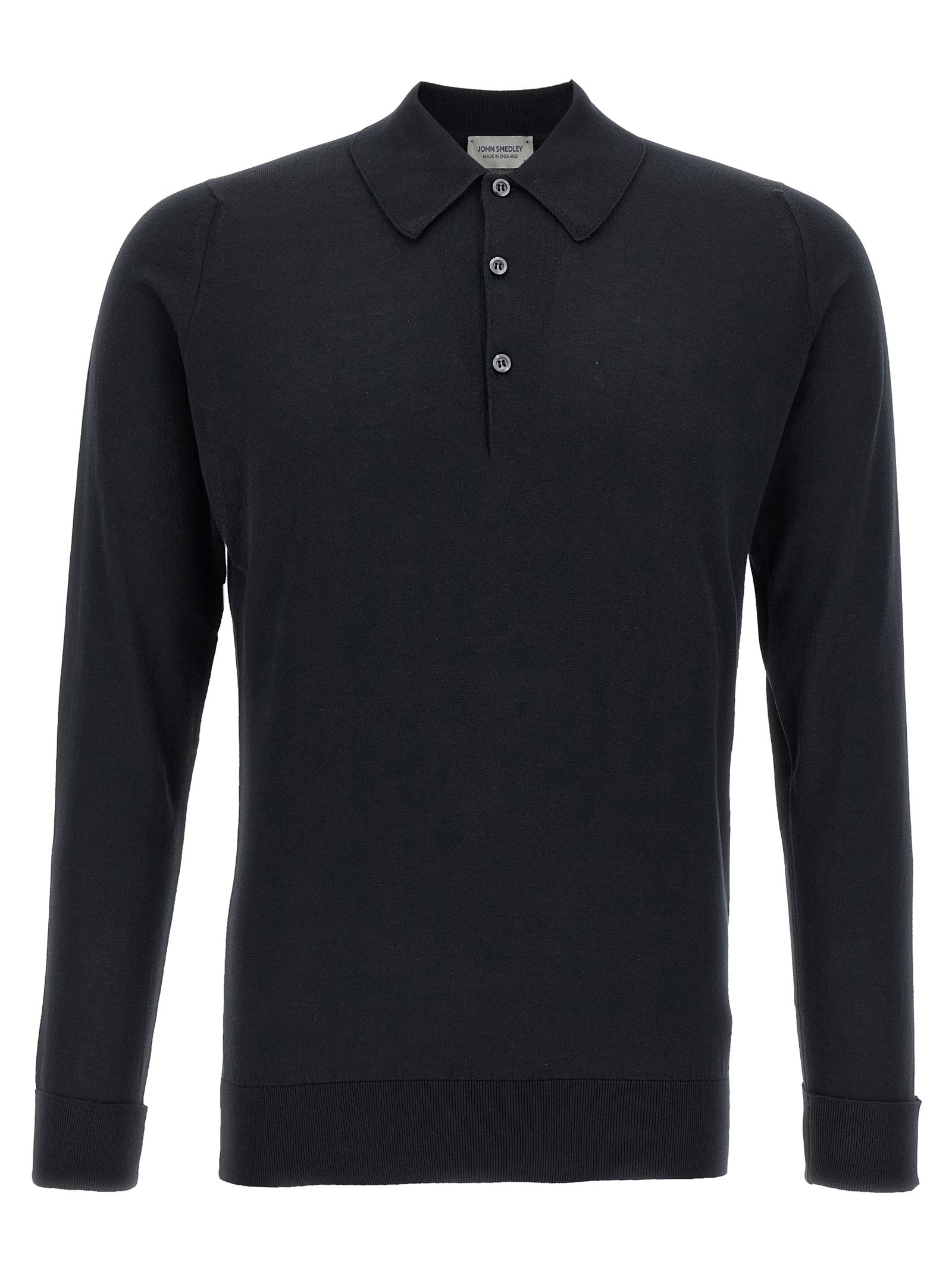JOHN SMEDLEY Black Cotton Polo Men's Shirt