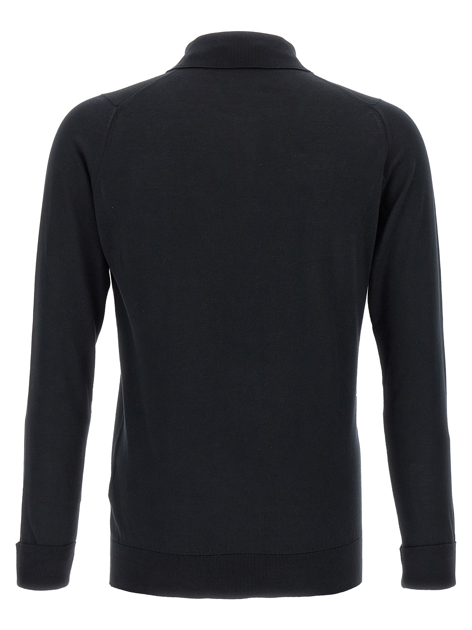 JOHN SMEDLEY Black Cotton Polo Men's Shirt