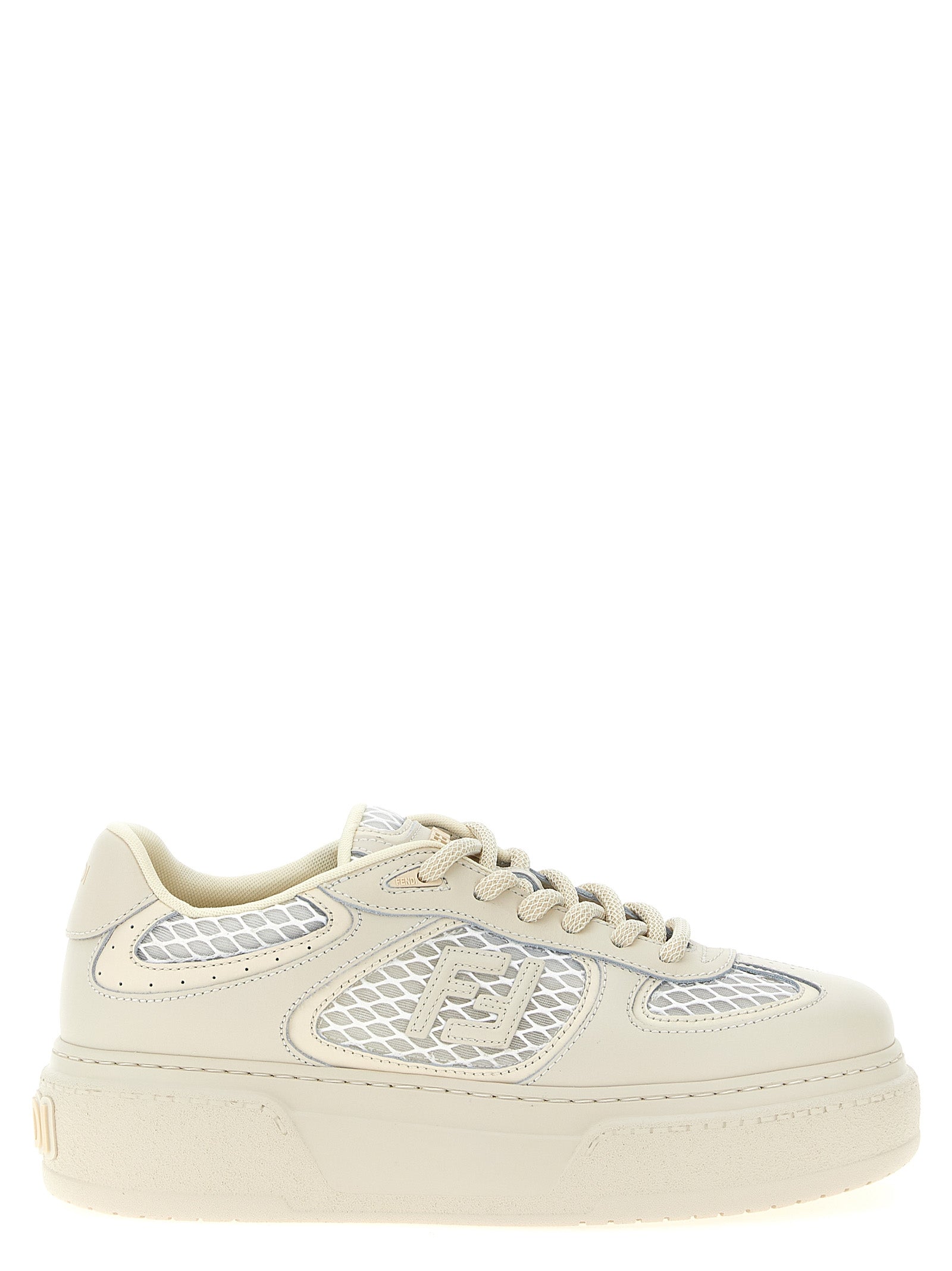 Fendi Beige Calfskin Platform Women's Sneakers
