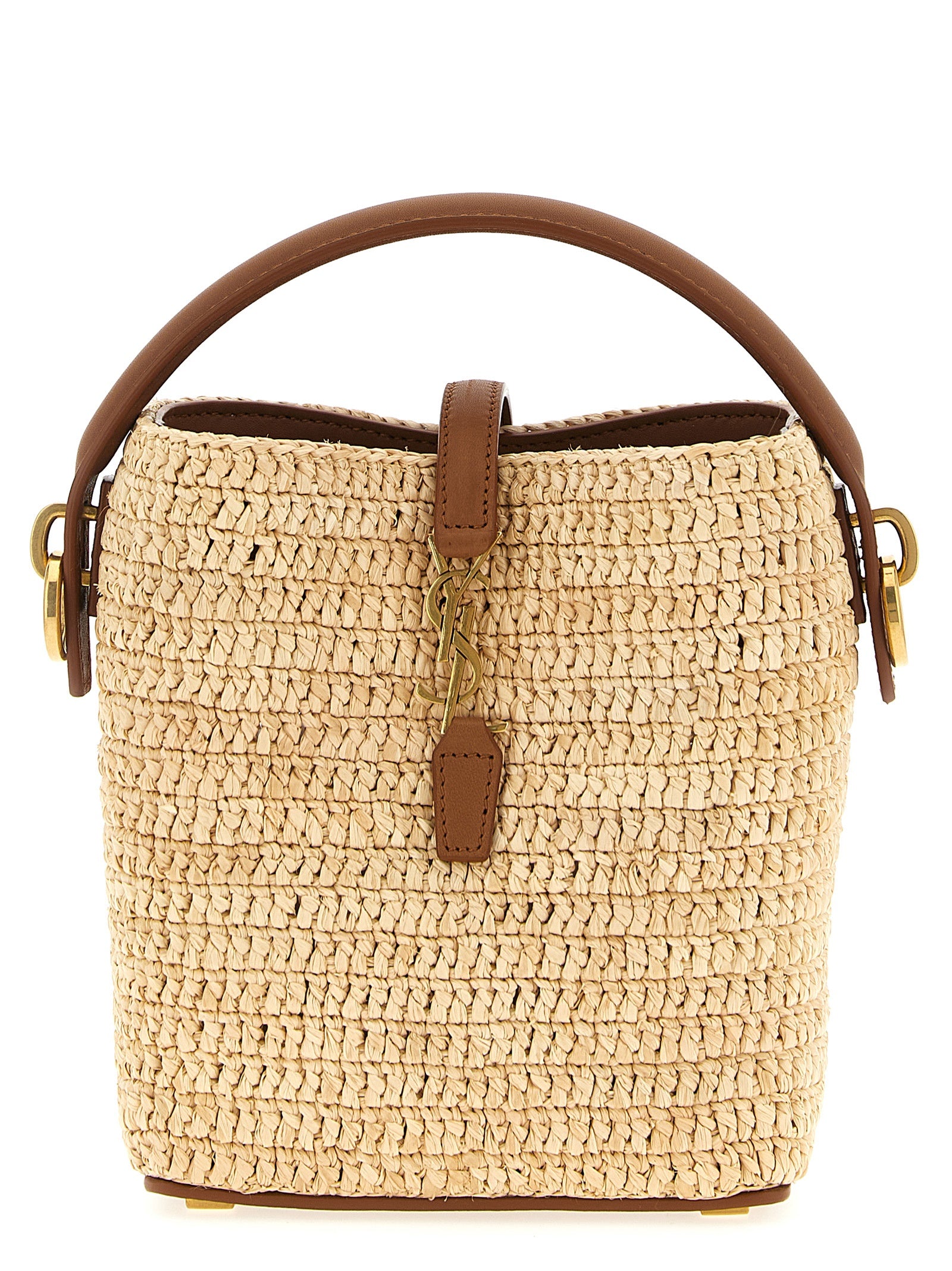 Saint Laurent Beige Raffia Crossbody Women's Bag