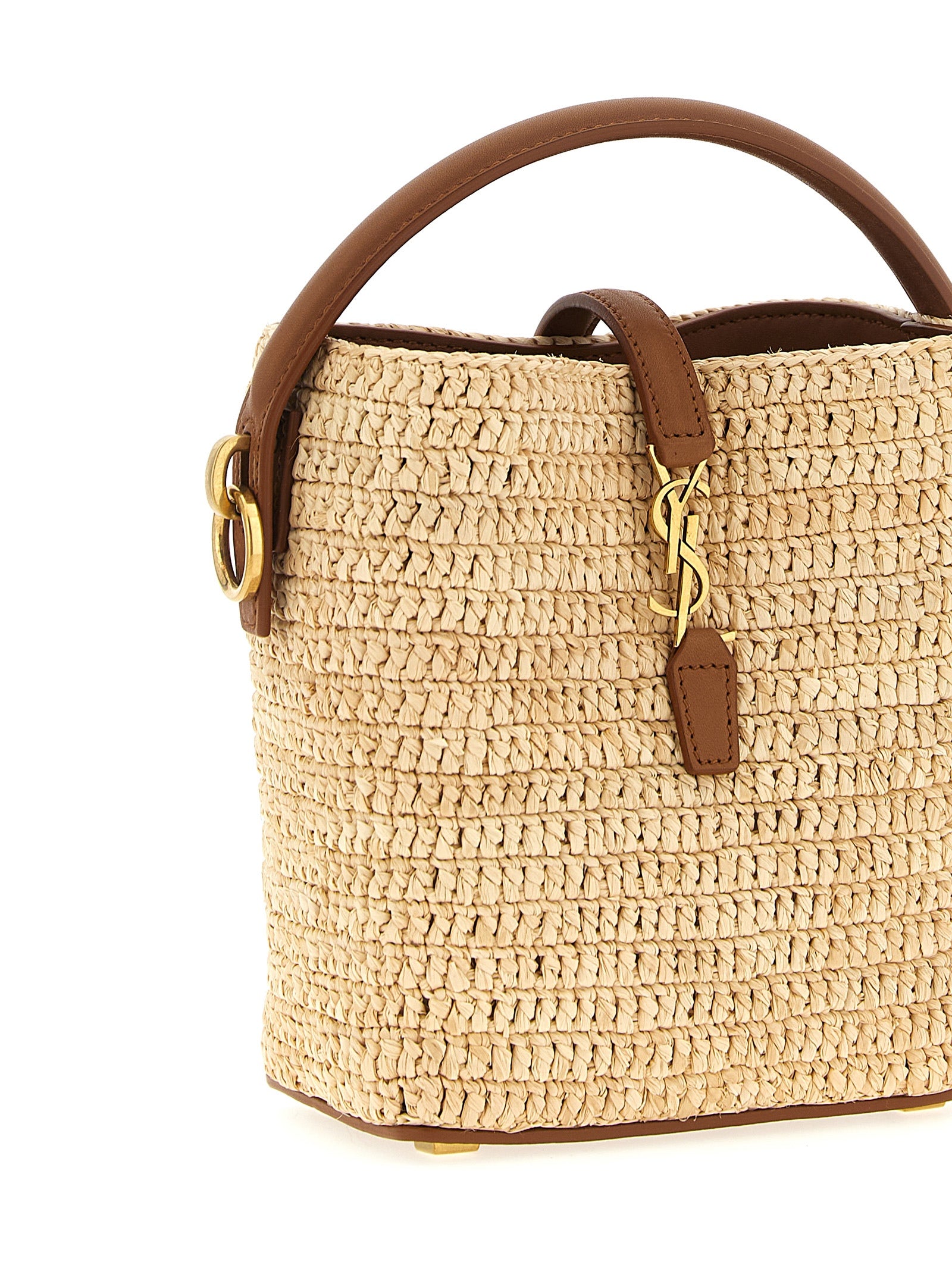 Saint Laurent Beige Raffia Crossbody Women's Bag