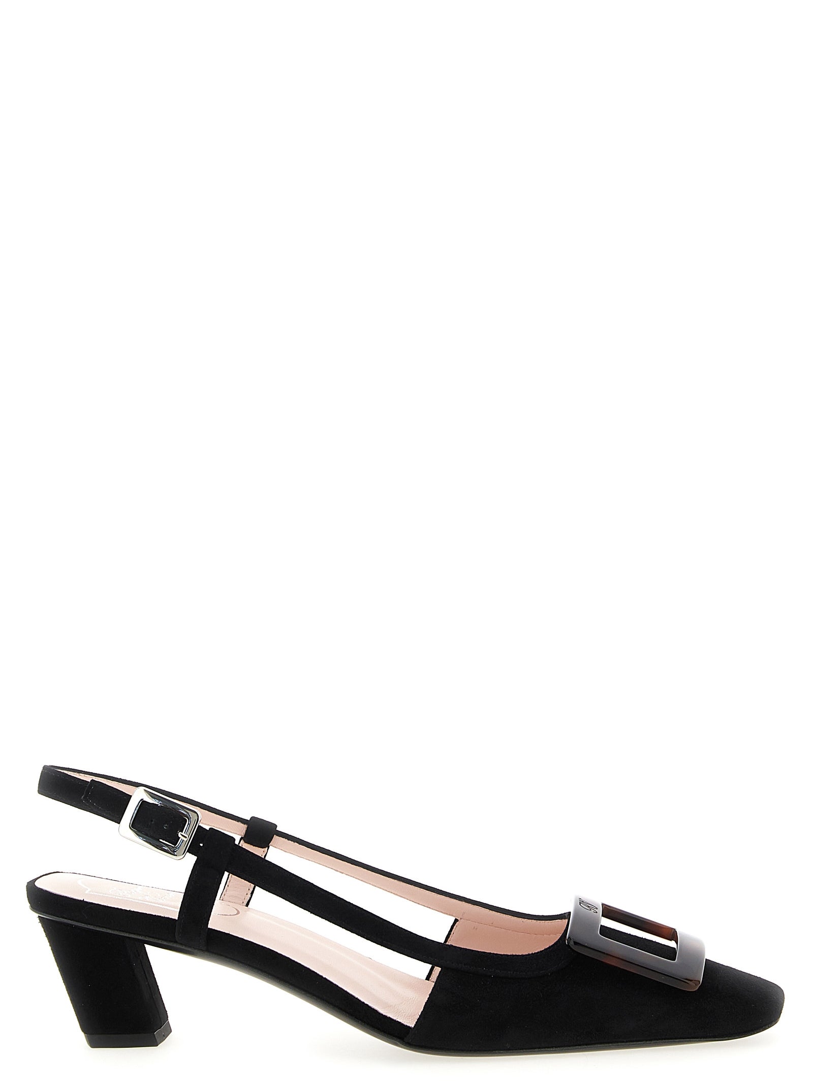 Roger Vivier Black Goatskin Mid Heel Women's Pumps