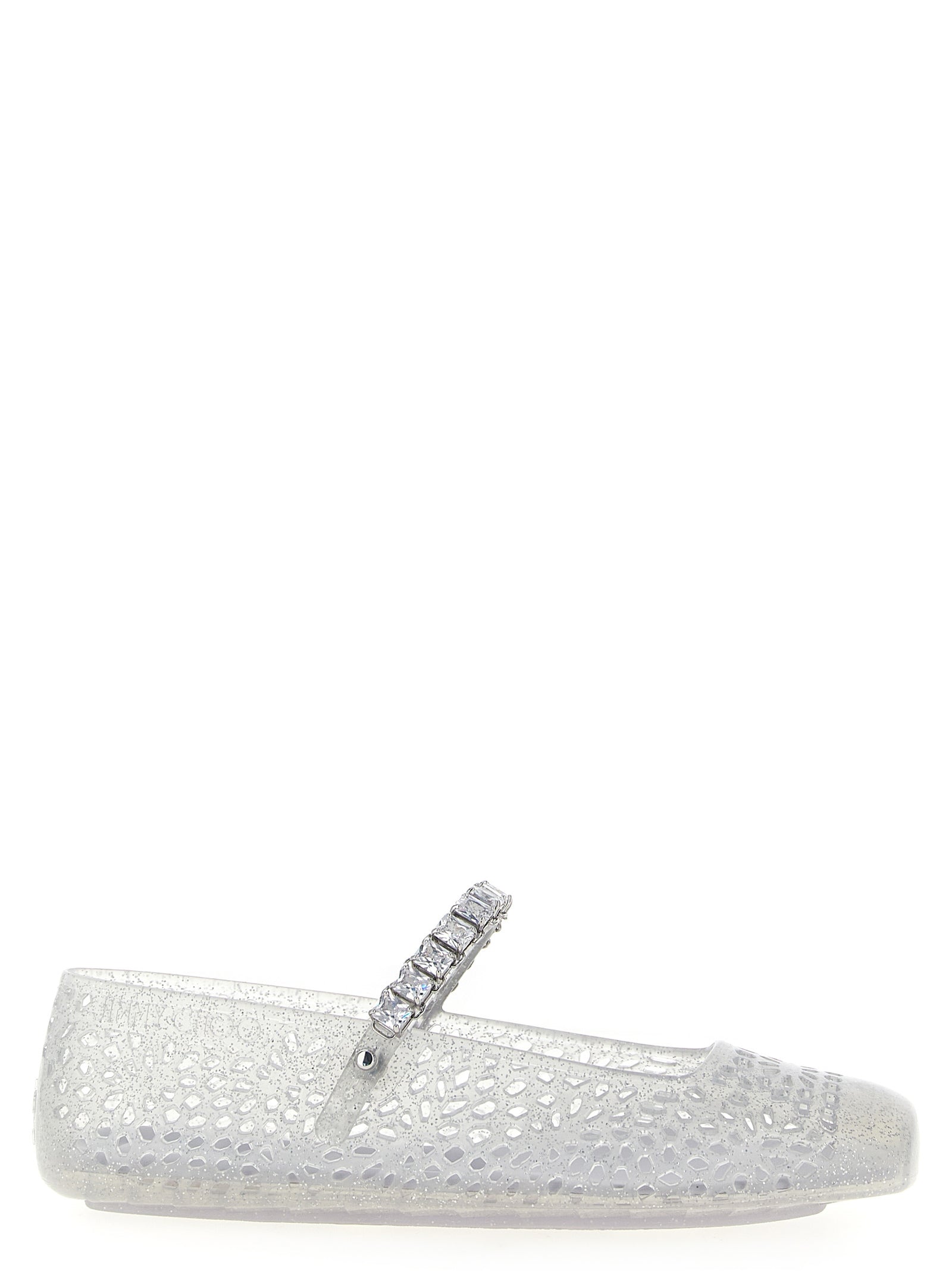 Jimmy Choo Silver Plastic Ballet Women's Flats