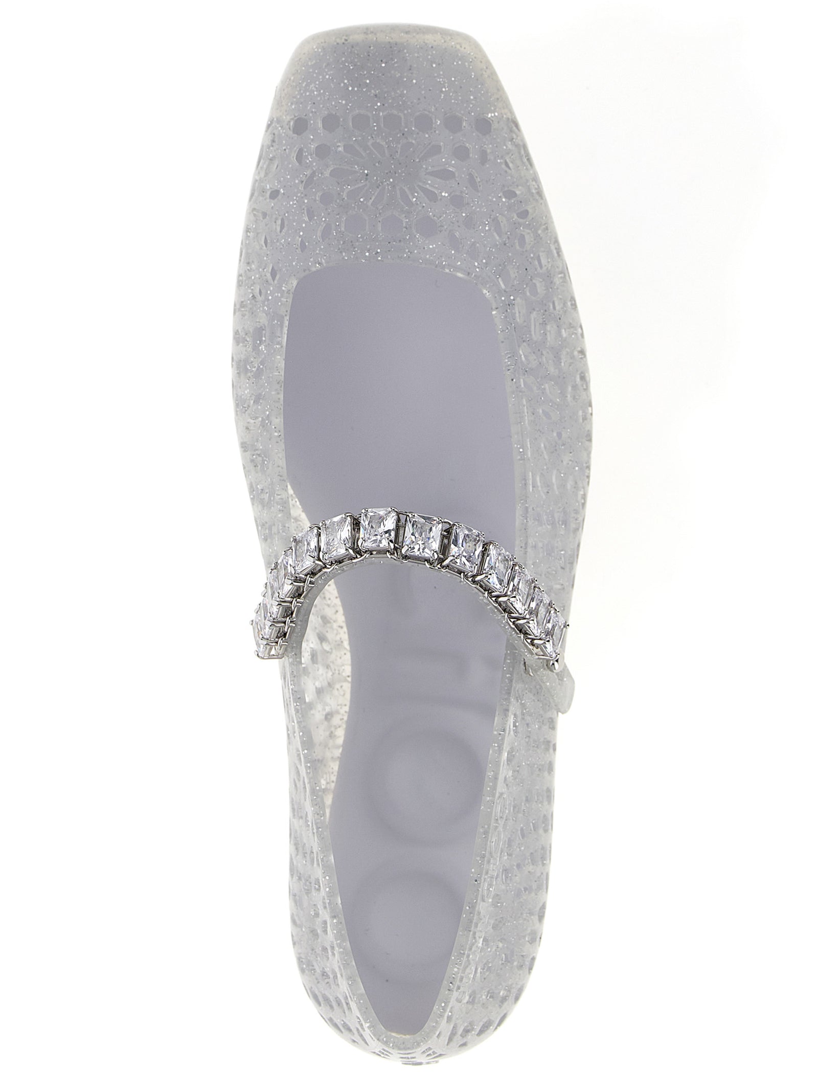 Jimmy Choo Silver Plastic Ballet Women's Flats