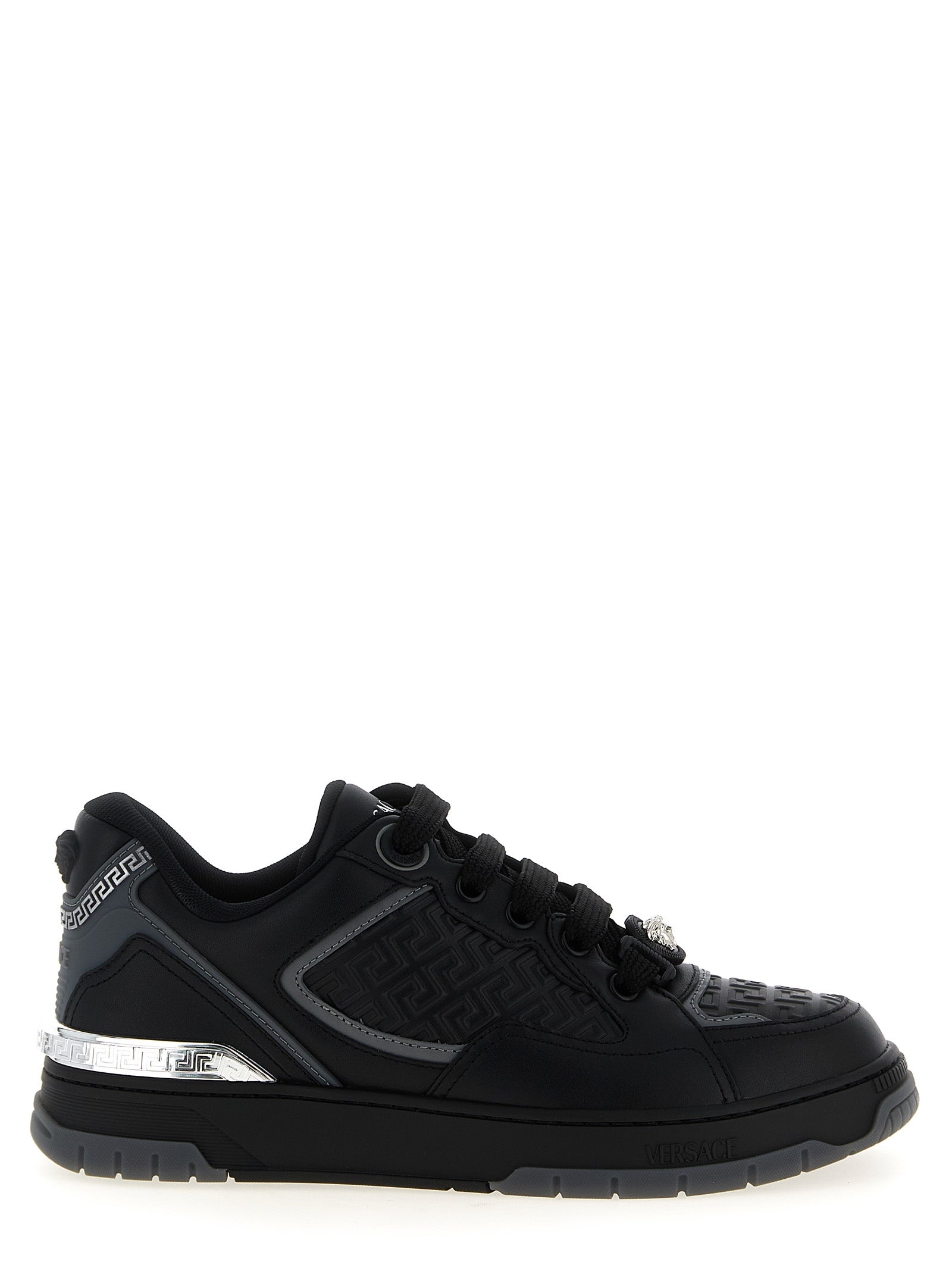 Versace Black Calfskin Athletic Men's Sneakers