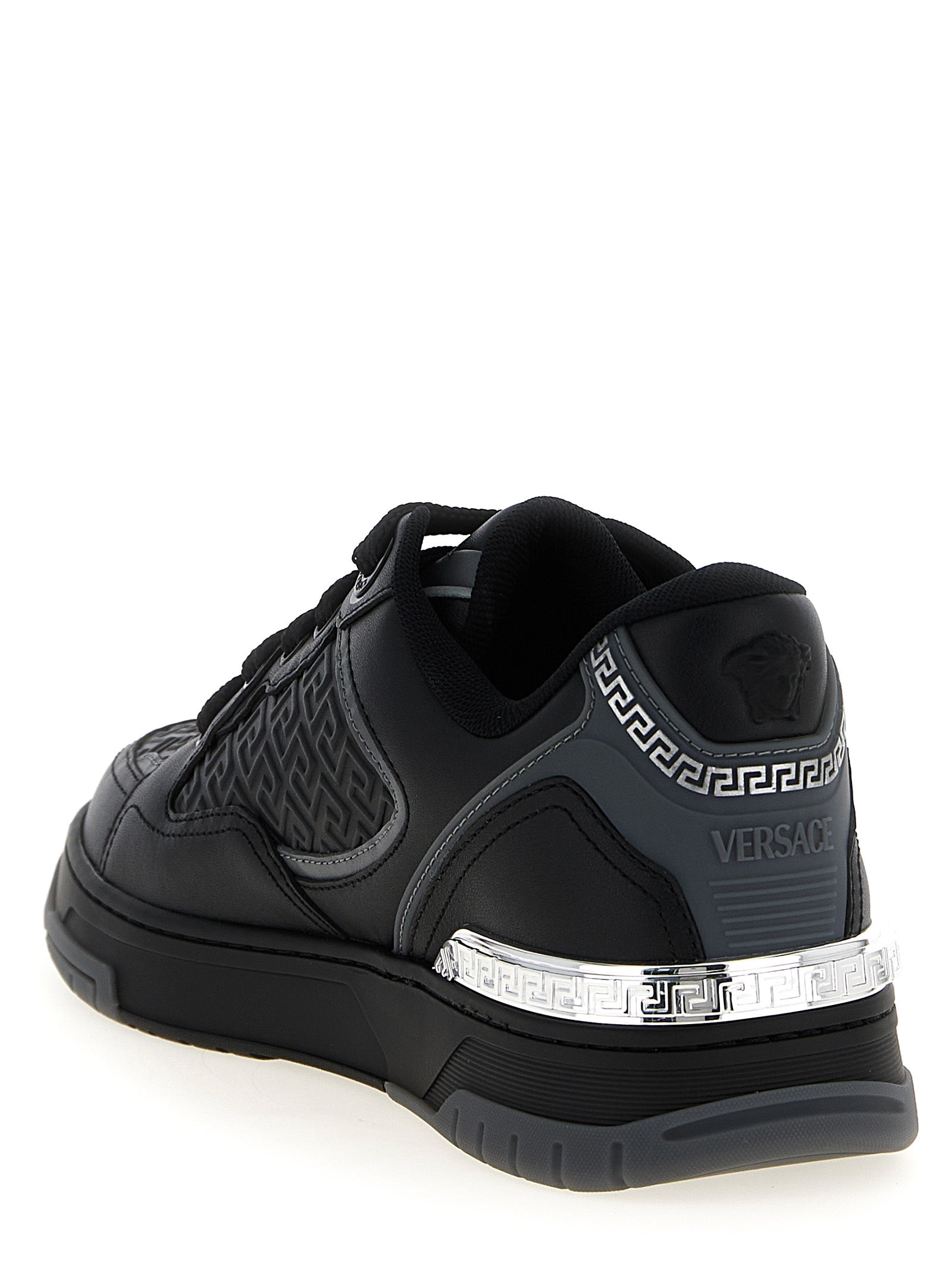 Versace Black Calfskin Athletic Men's Sneakers