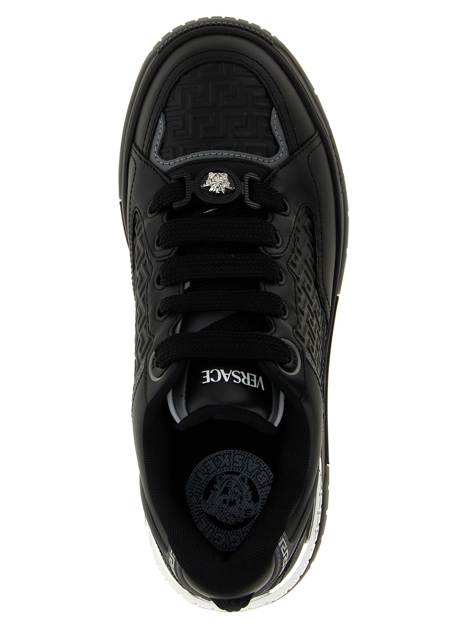 Versace Black Calfskin Athletic Men's Sneakers