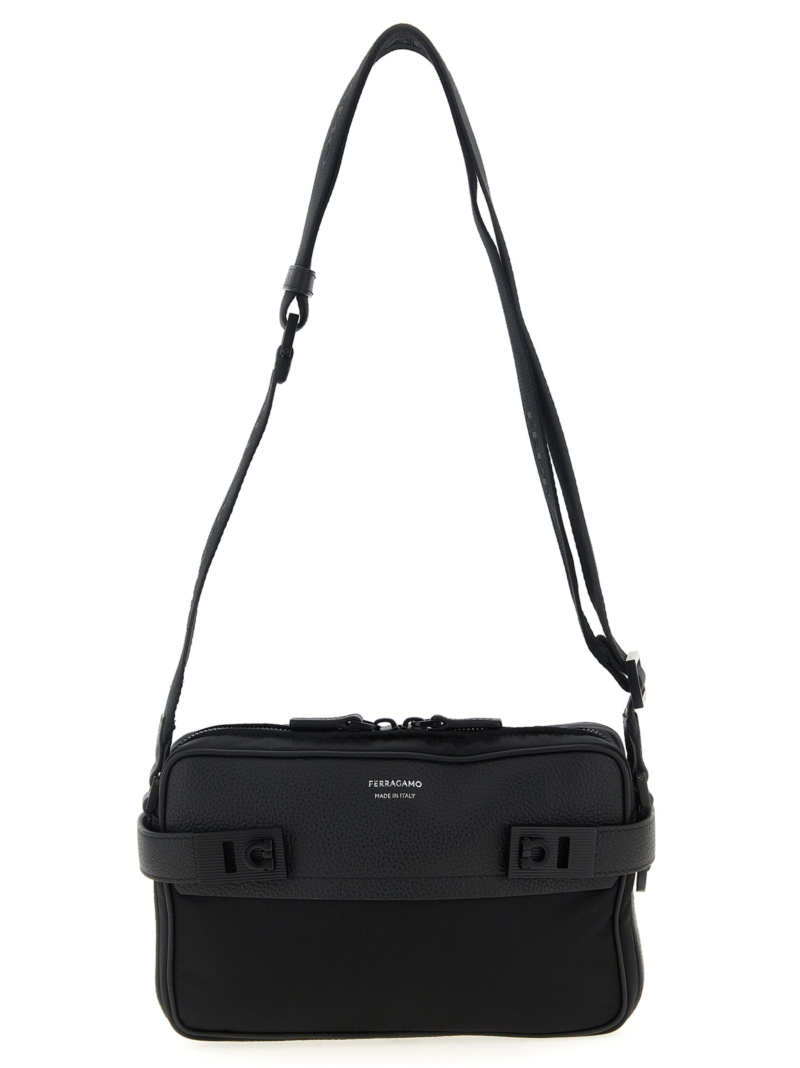 Ferragamo Black Fabric Crossbody Men's Bag