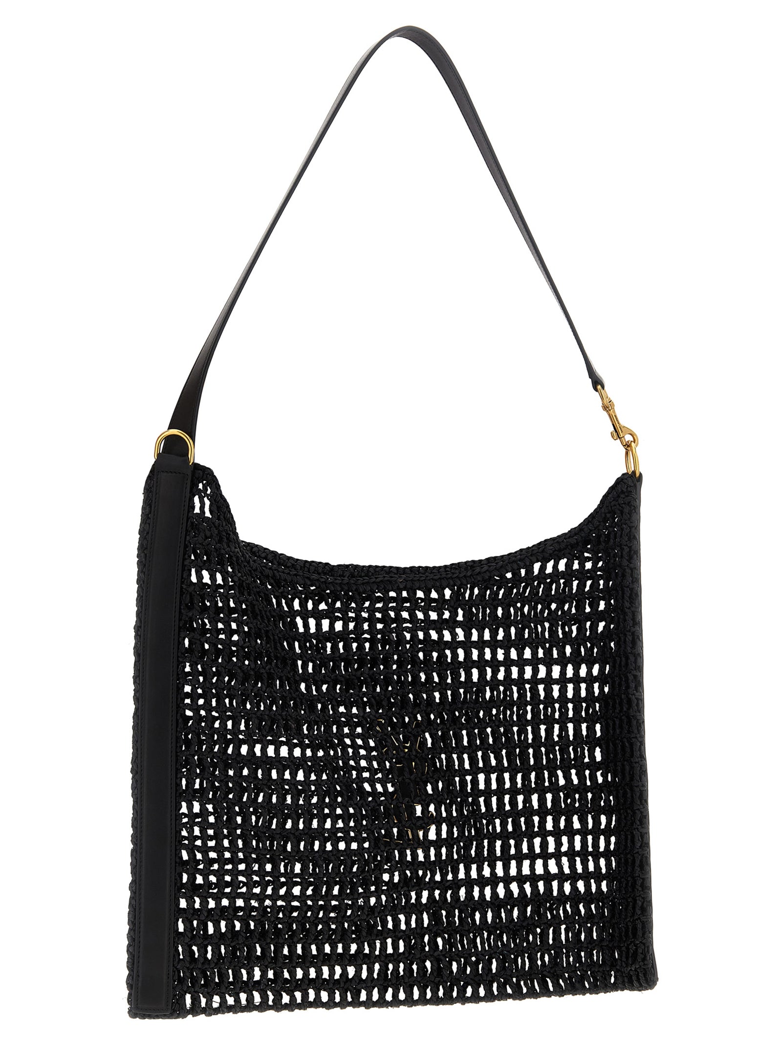 Saint Laurent Black Raffia Shoulder Women's Bag