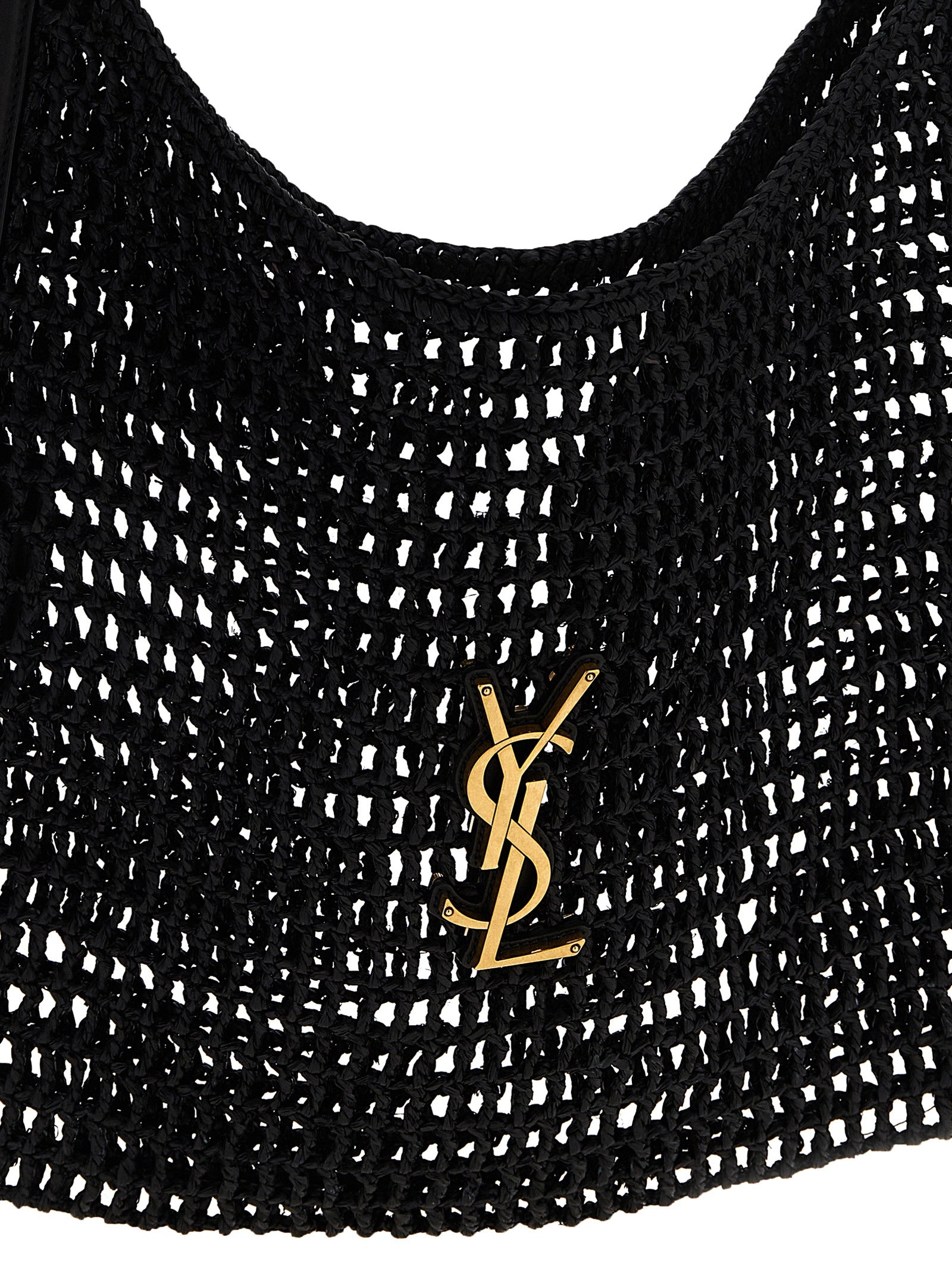 Saint Laurent Black Raffia Shoulder Women's Bag