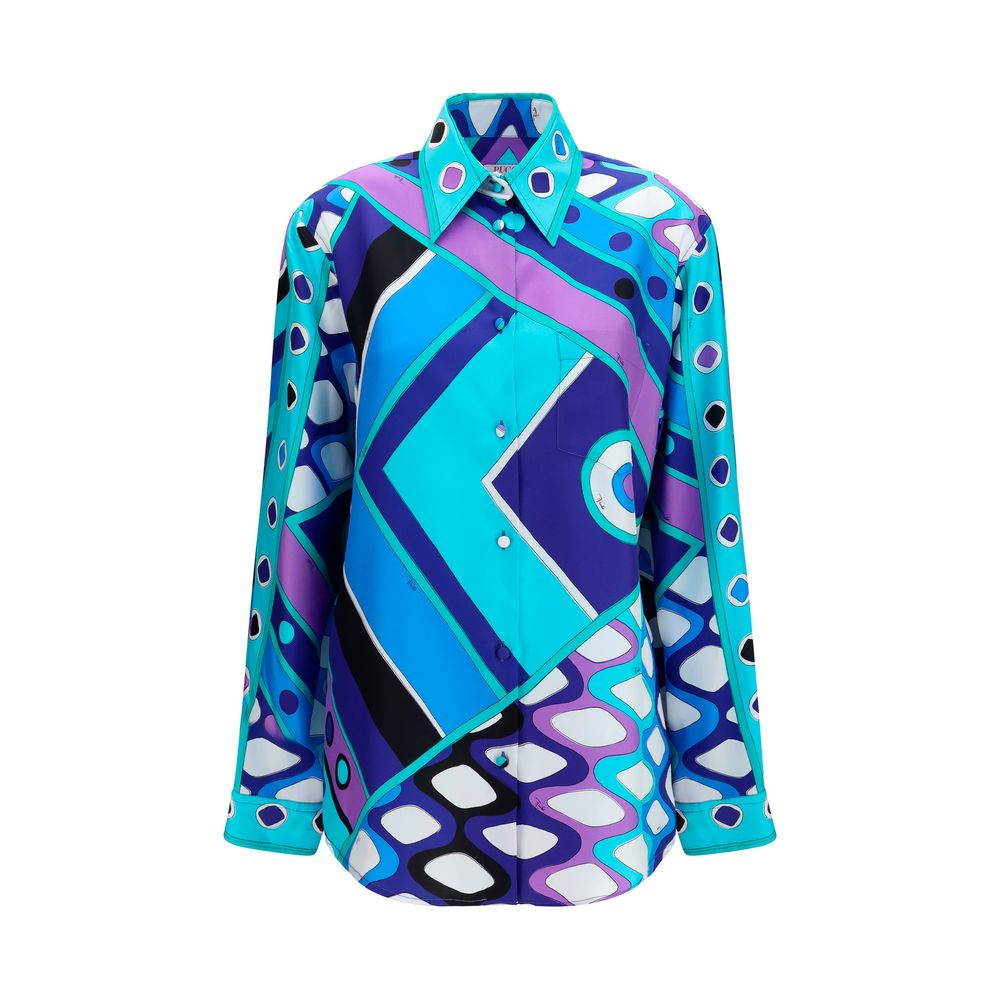 Emilio Pucci Blue Silk Women's Shirt