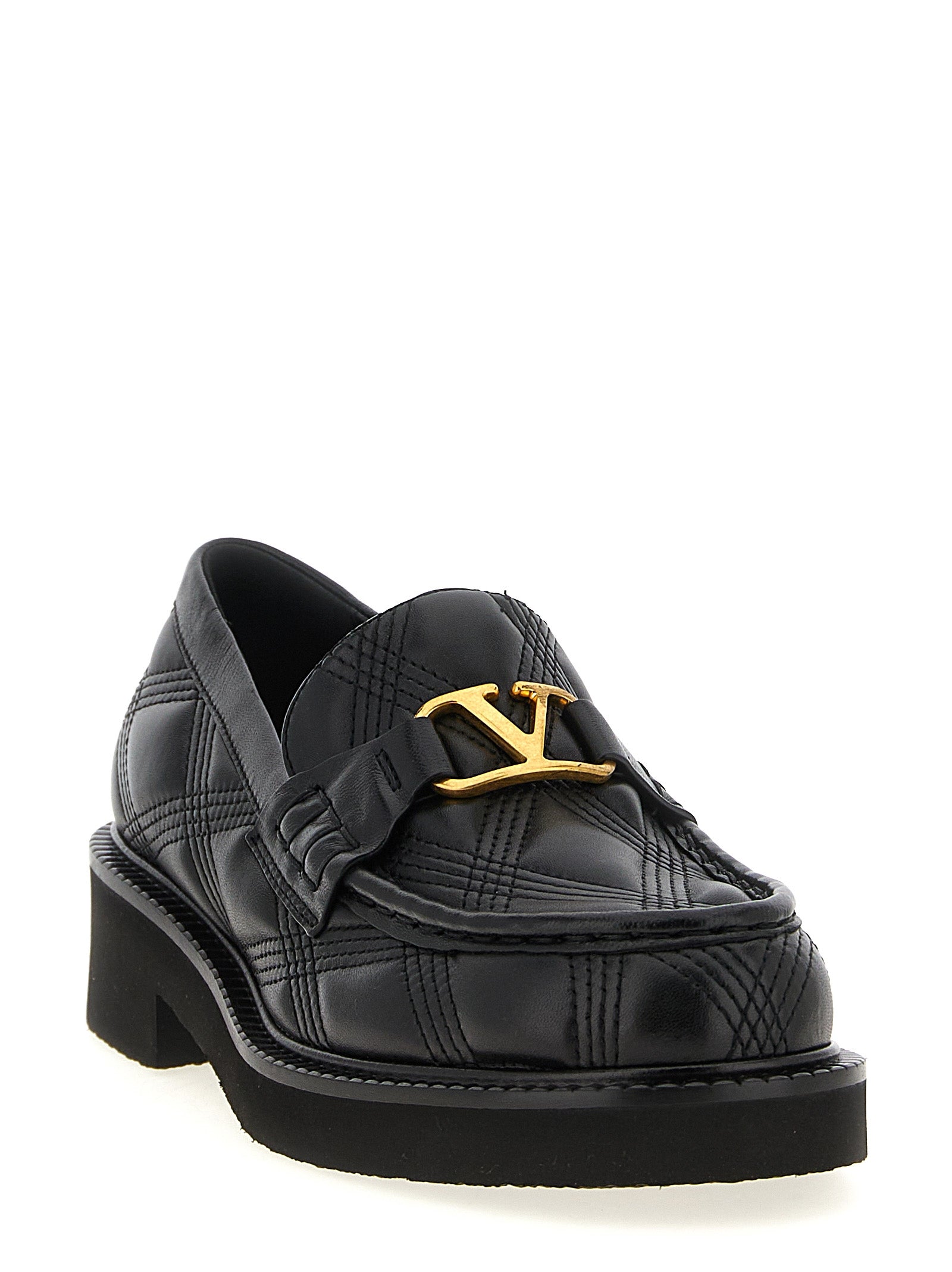 Valentino Garavani Black Lamb Leather Slip-On Women's Loafers